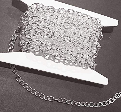 30ft Silver Plated Large Cable Chain Necklace 5X4mm - Bulk Open Link Steel Chain for Jewelry Making, DIY Crafts, Necklace Extenders & Home Decor - Durable Iron Chain for Pendants & Charms