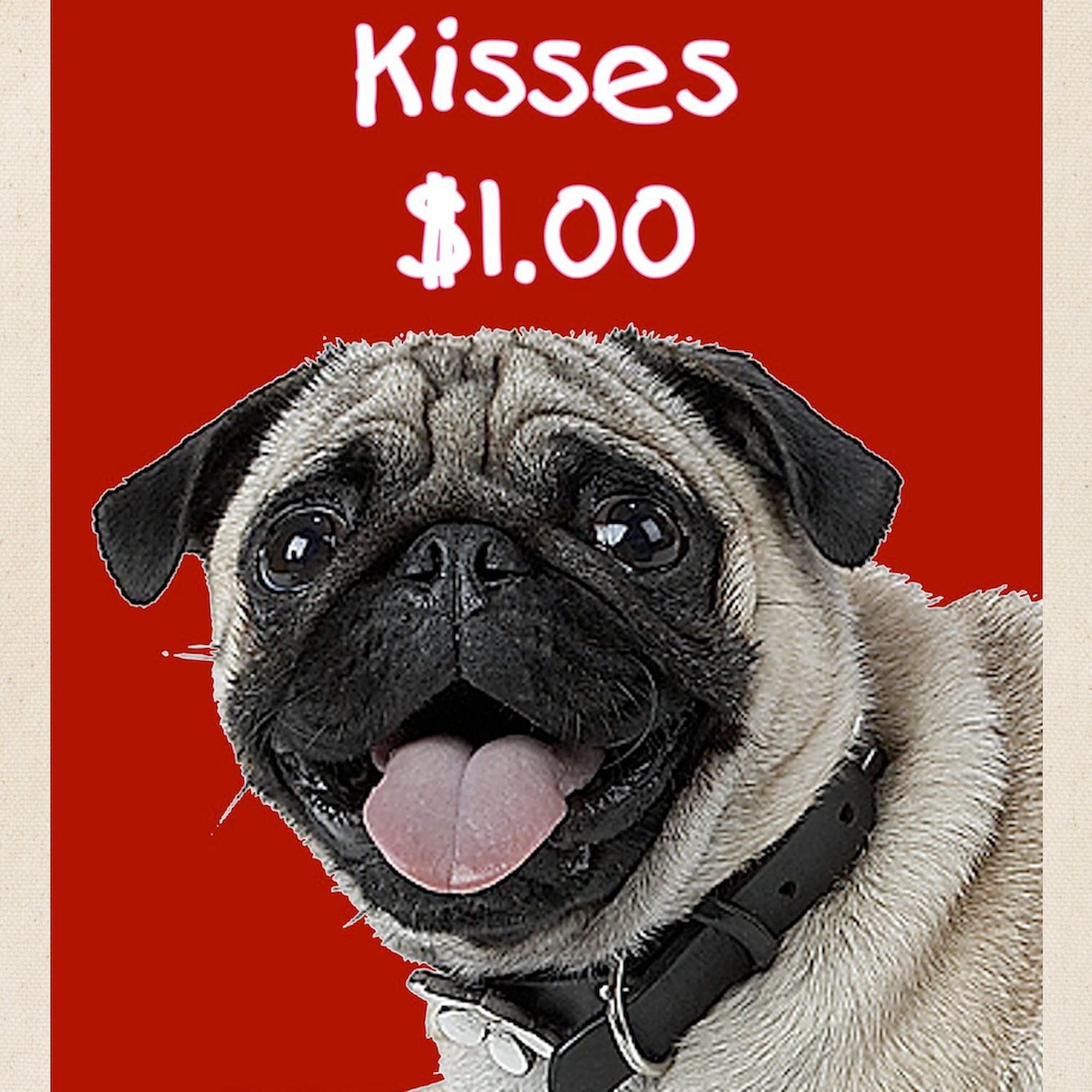 Pug Kisses Tote Bag - Natural Canvas Reusable Shopping Bag for Groceries, Beach & Daily Use | Cute Dog Lover Gift