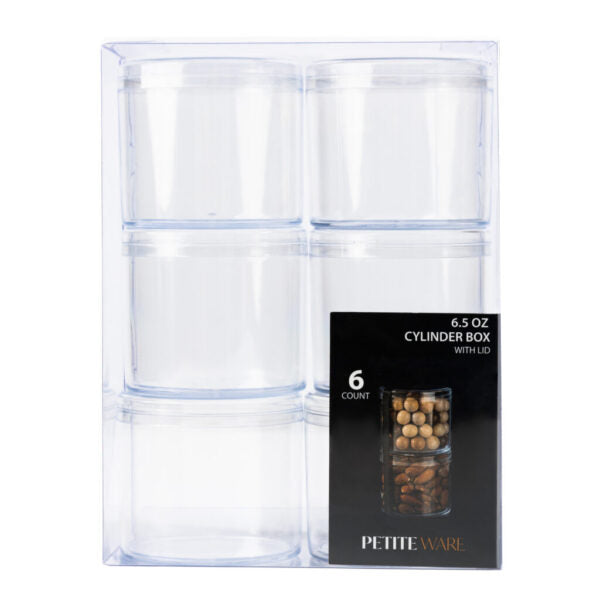 6.5 oz. Clear Plastic Cylinder Storage Boxes with Lids - 6 Pack for Organizing Beads, Buttons, Crafts & Small Items | Home, Office & DIY Use