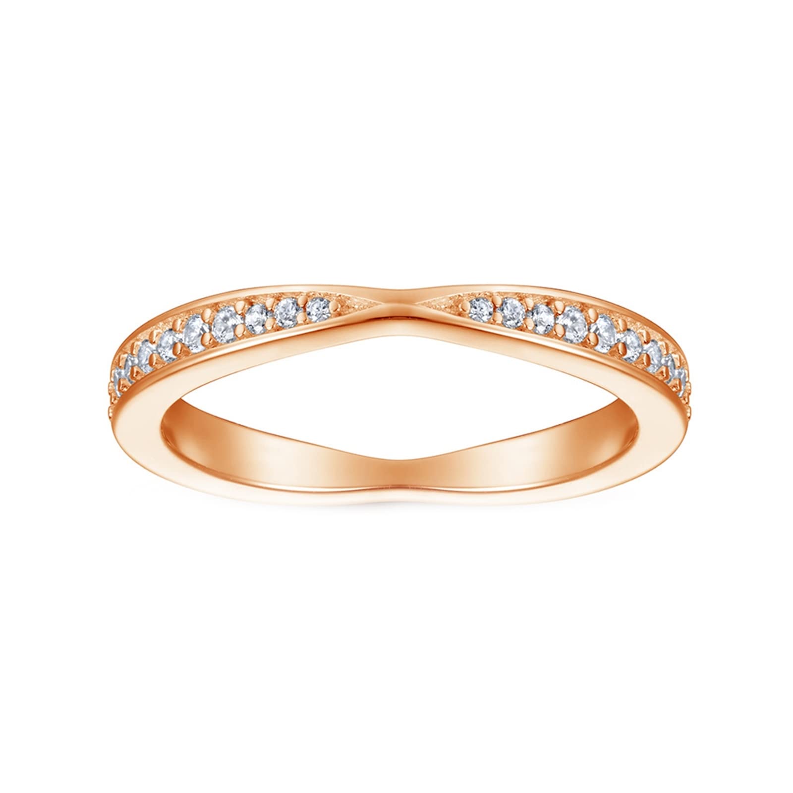 Ayoiow 925 Sterling Silver Cubic Zirconia Rings for Women - Round White Crystal Promise Rings for Engagement, Anniversary & Special Occasions