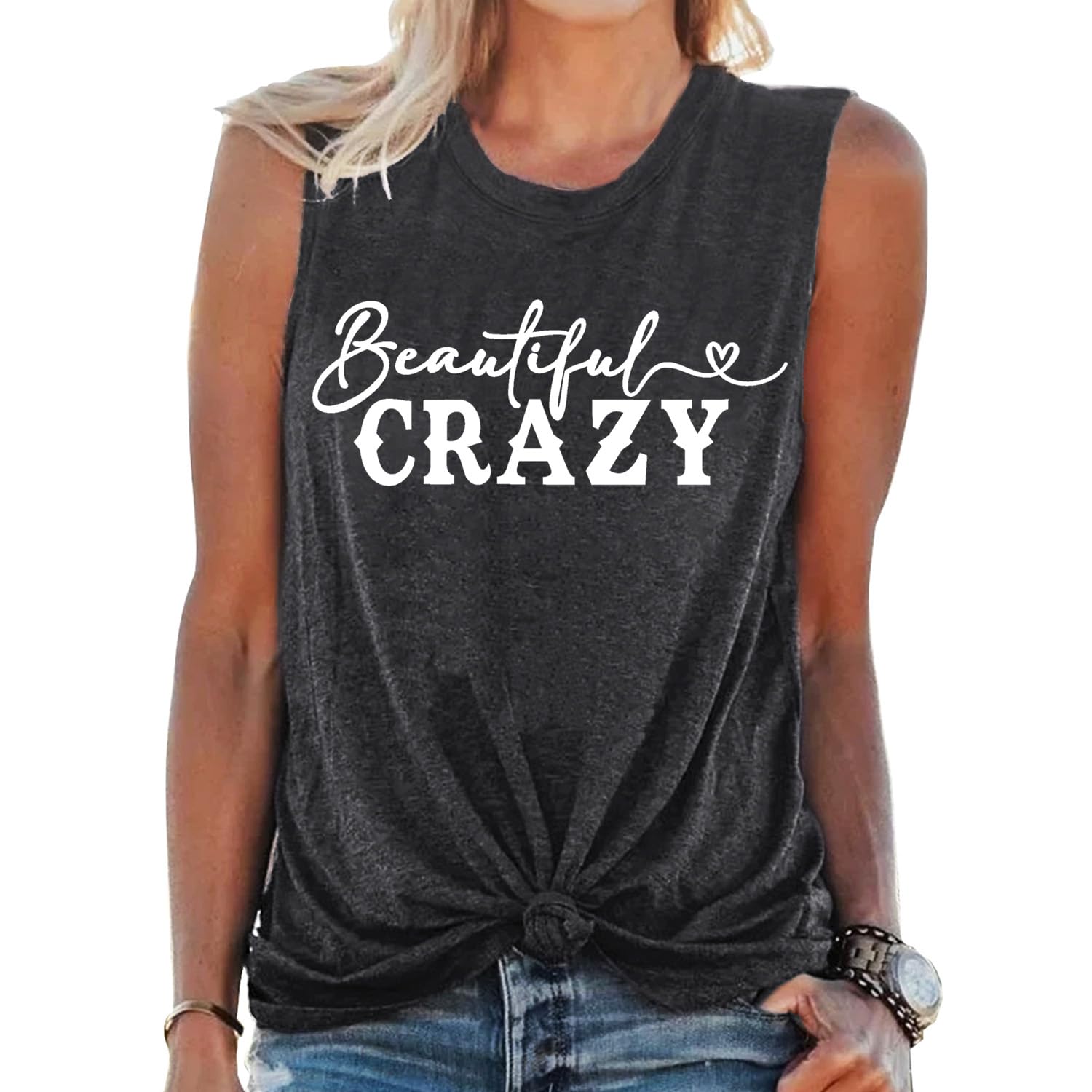 Women's Beautiful Crazy Tank Tops - Country Music Graphic Tees for Girls - Summer Sleeveless T-Shirts - Perfect for Concerts, Festivals & Casual Outfits