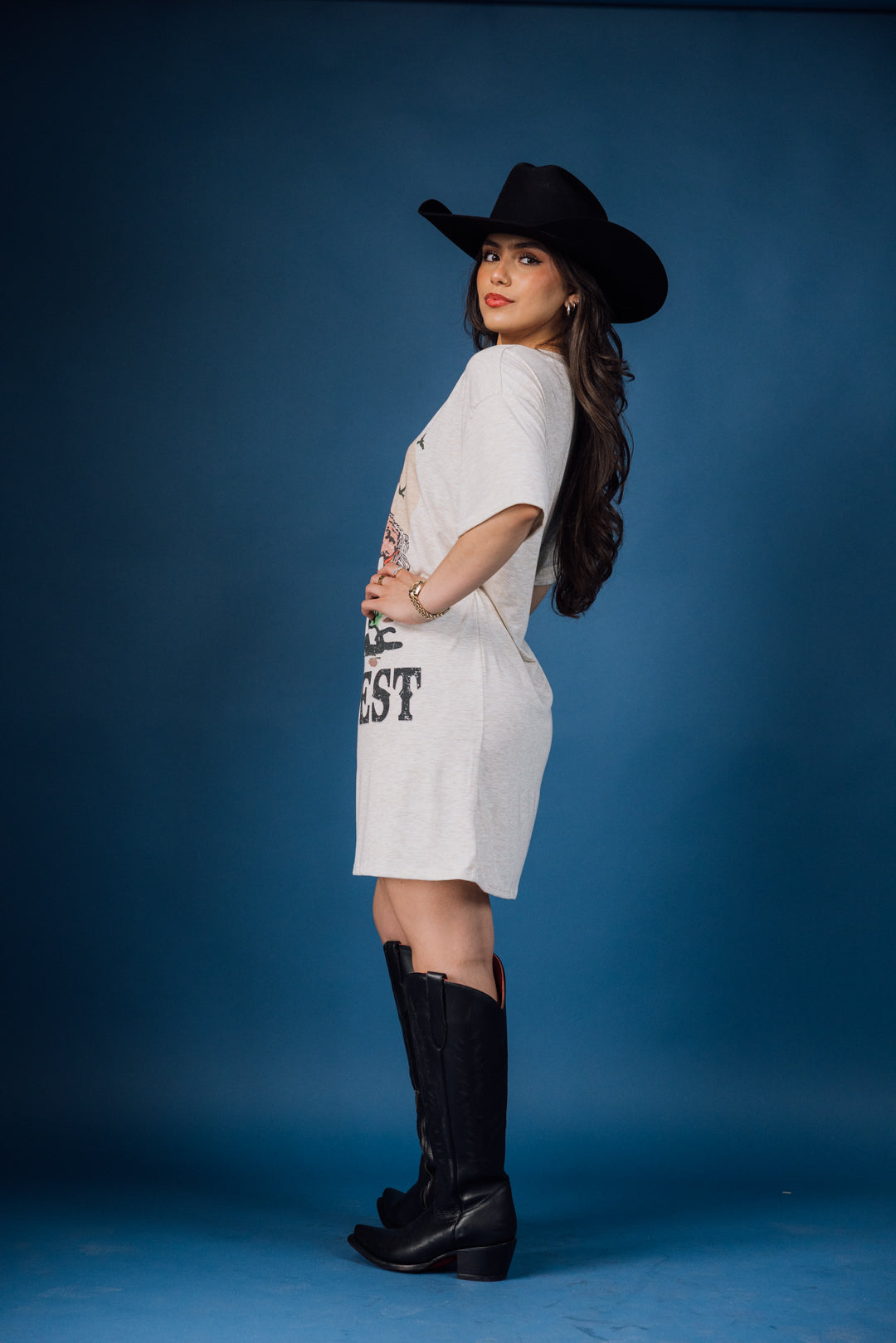 Wild West Graphic Print Relaxed Fit Shirt Dress for Women | Vintage Cowboy Style Casual Wear | Perfect for Western Parties, Music Festivals & Everyday Outfits