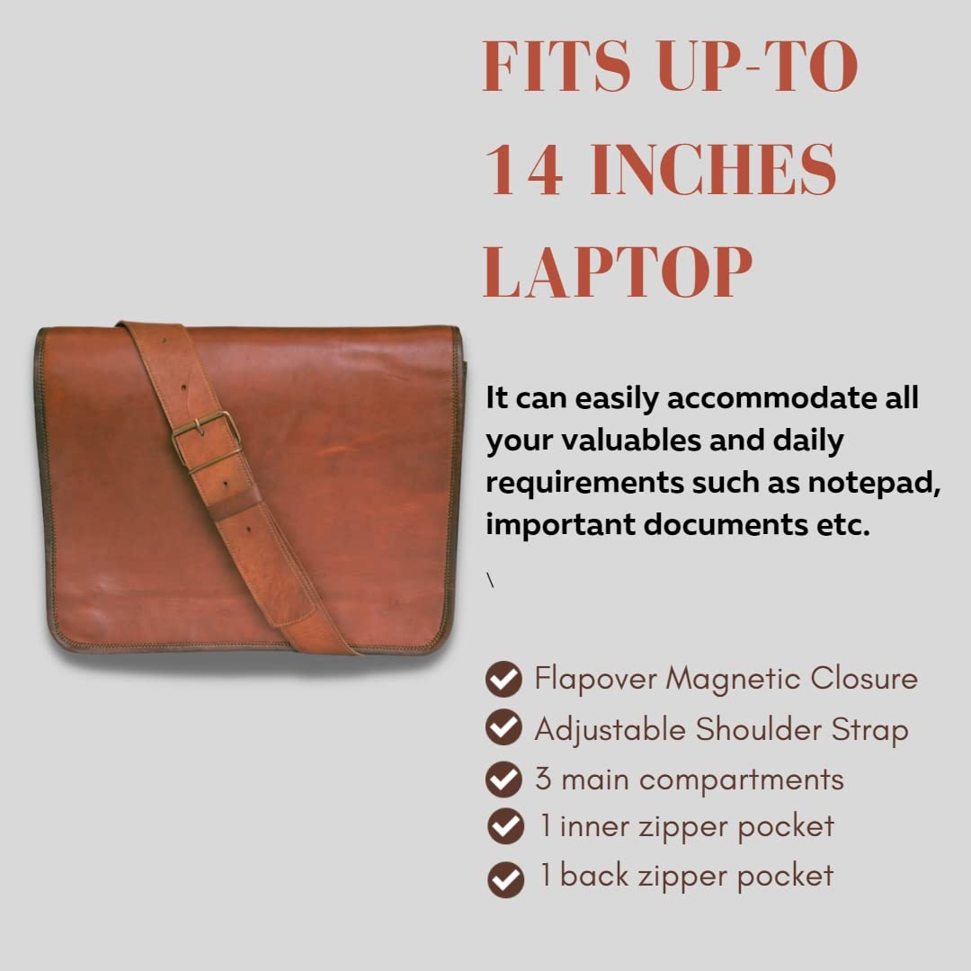 Genuine Leather Men's Crossbody Messenger Bag - Stylish Shoulder Bag for Laptop & Office Essentials - Perfect for Work, Travel & Daily Commute