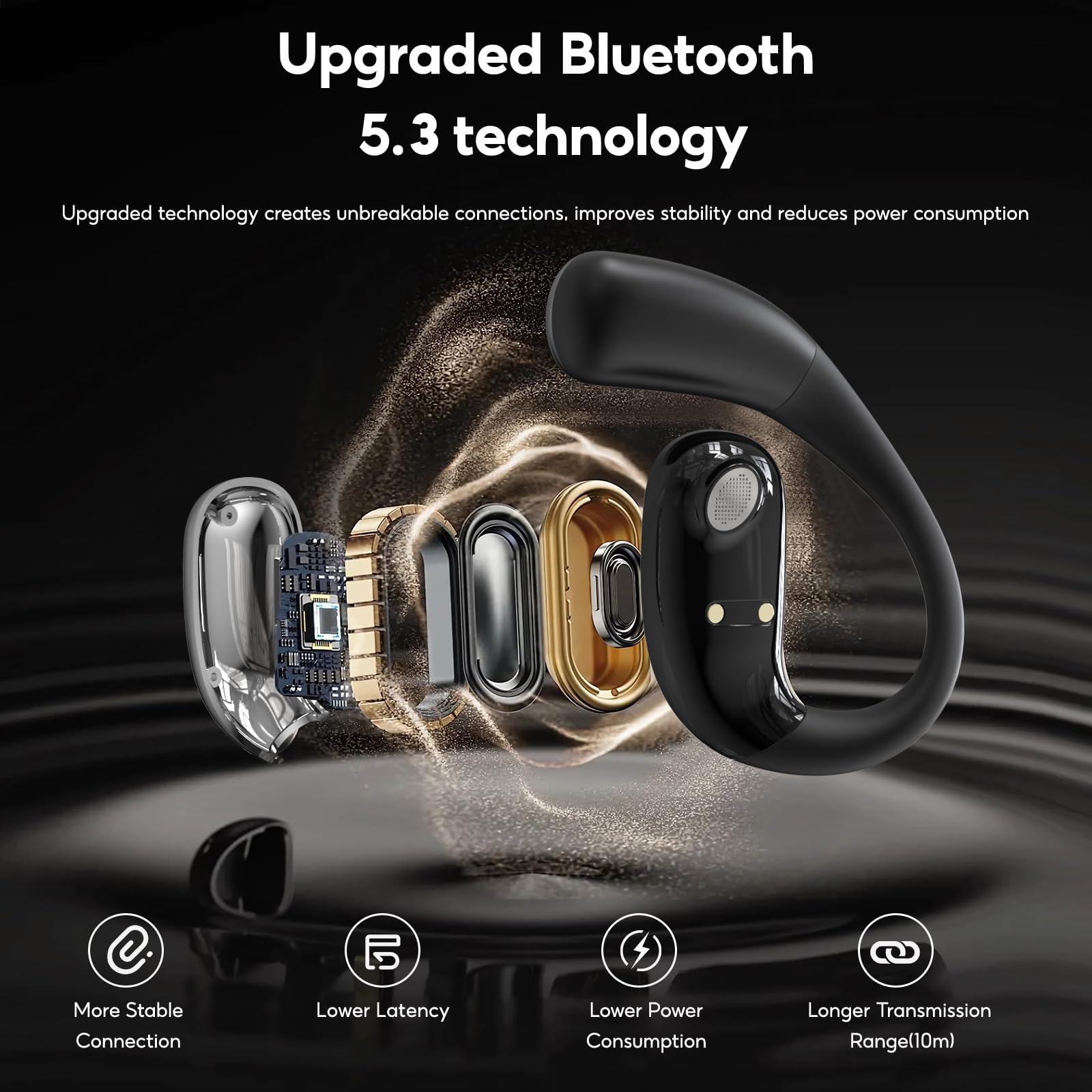 OWS True Wireless Translation Earbuds - 142 Language AI Translator Headphones with Open Ear Design, HiFi Stereo Sound & LED Display | Perfect for Business Meetings, Travel & Multilingual Communication (StarrySky Black)
