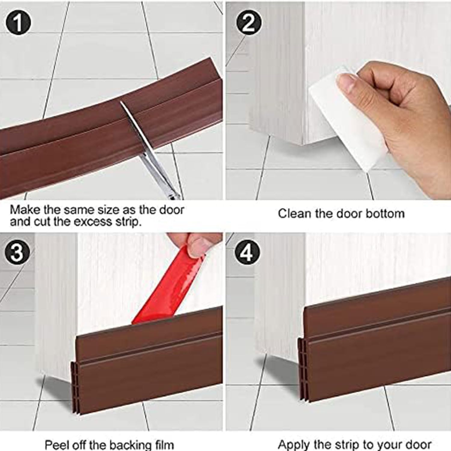 Force24 - Self-Adhesive Silicone Door Bottom Seal Strip (39 Inch, Brown, Pack of 1) - Weatherproof Door Gap Filler for Pest, Air & Dust Protection - Ideal for Homes, Apartments & Offices to Block Insects, Drafts & Noise