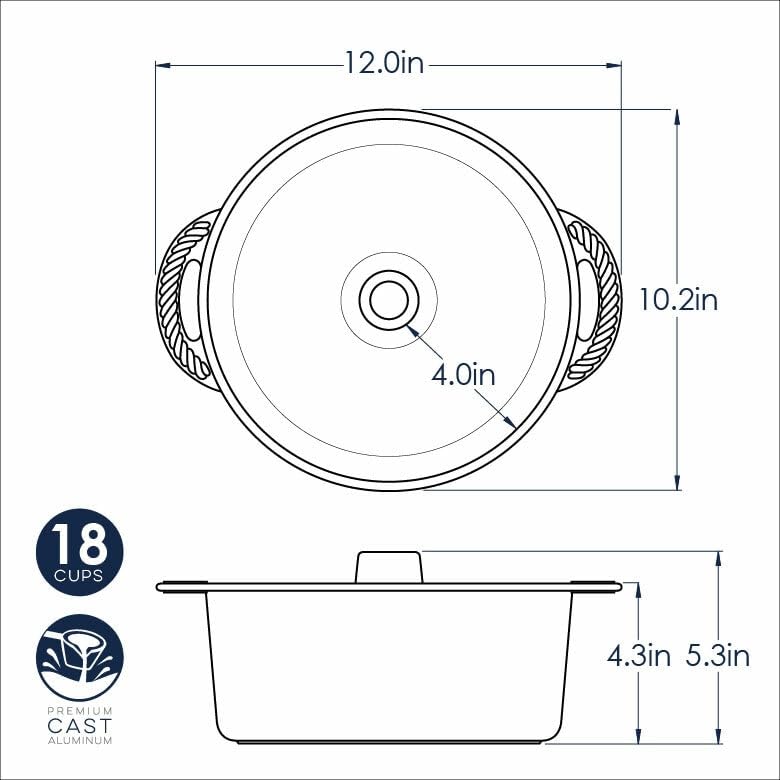 Angel Food Cake Pan - Non-Stick Procast Baking Pan for Homemade Cakes, Perfect for Birthday Parties, Weddings & Family Gatherings