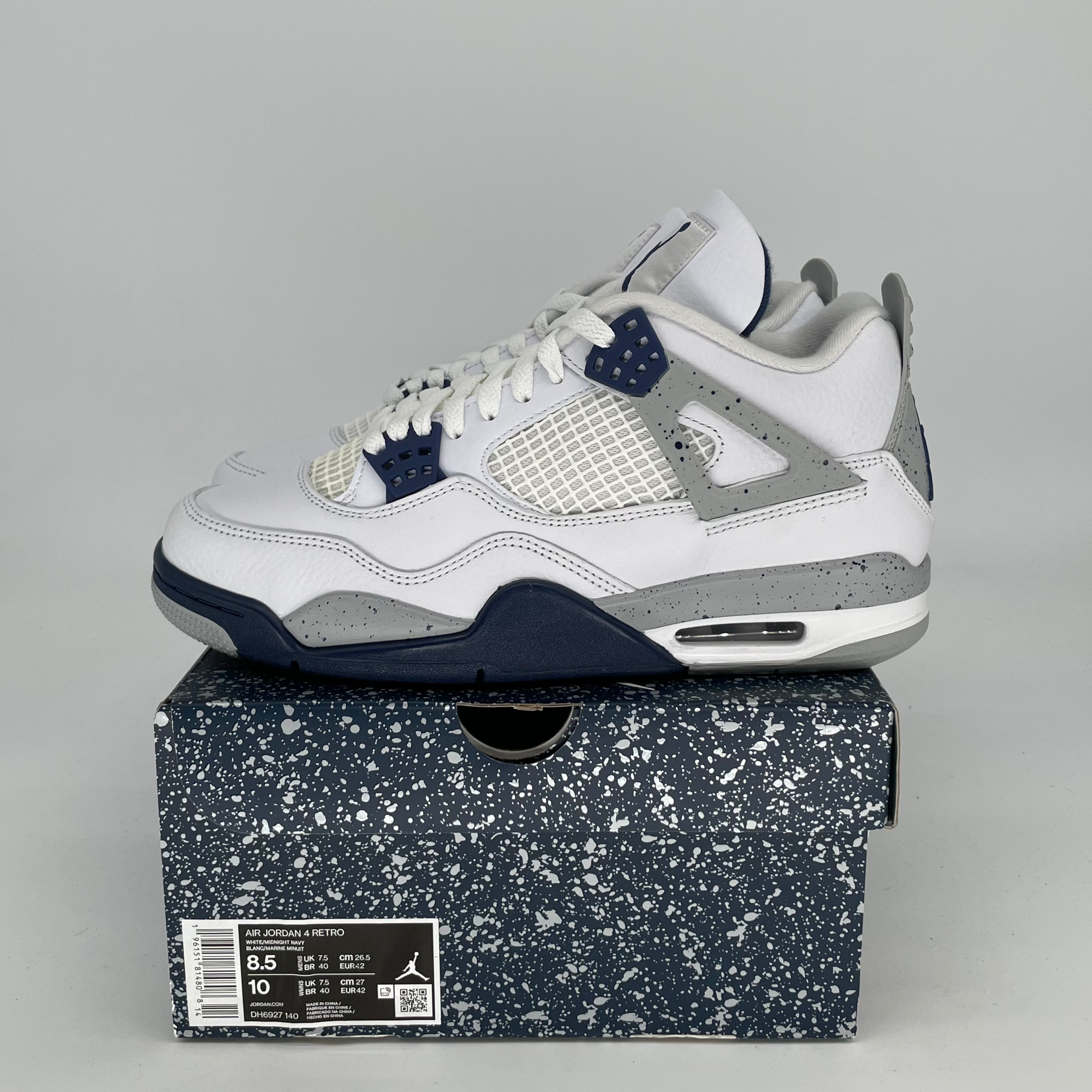 AIR JORDAN 4 Retro Midnight Navy Men's/Women's Sneakers - Size 8.5 (Men) / 10W (Women) - Style Code DH6927-140 | Basketball Shoes for Court Performance & Streetwear Fashion