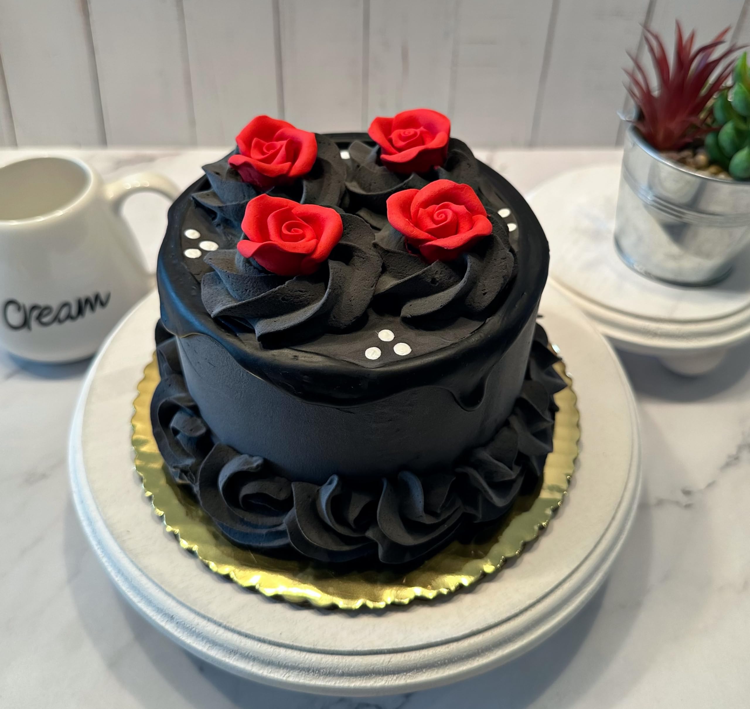 Handmade Fake Cake with Black & Red Drizzle - Artificial Decorative Cake by Dezicakes | Perfect for Wedding Centerpieces, Party Decor & Photo Props