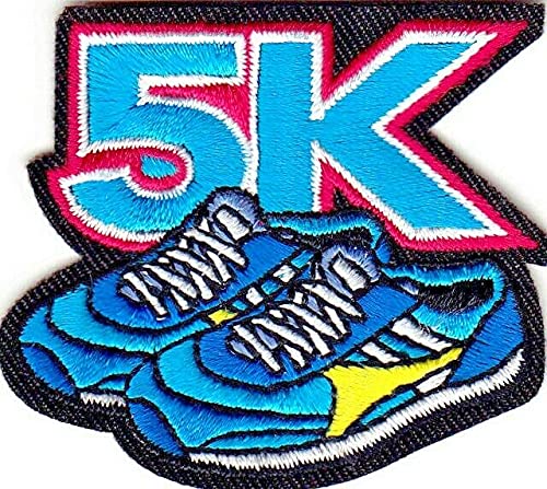 5K Iron On Patches for Sports & Running Shoes - Durable Embroidered Appliques for Sneakers, Athletic Shoes & Casual Footwear - Perfect for Customizing, Repairing & Personalizing Your Gear
