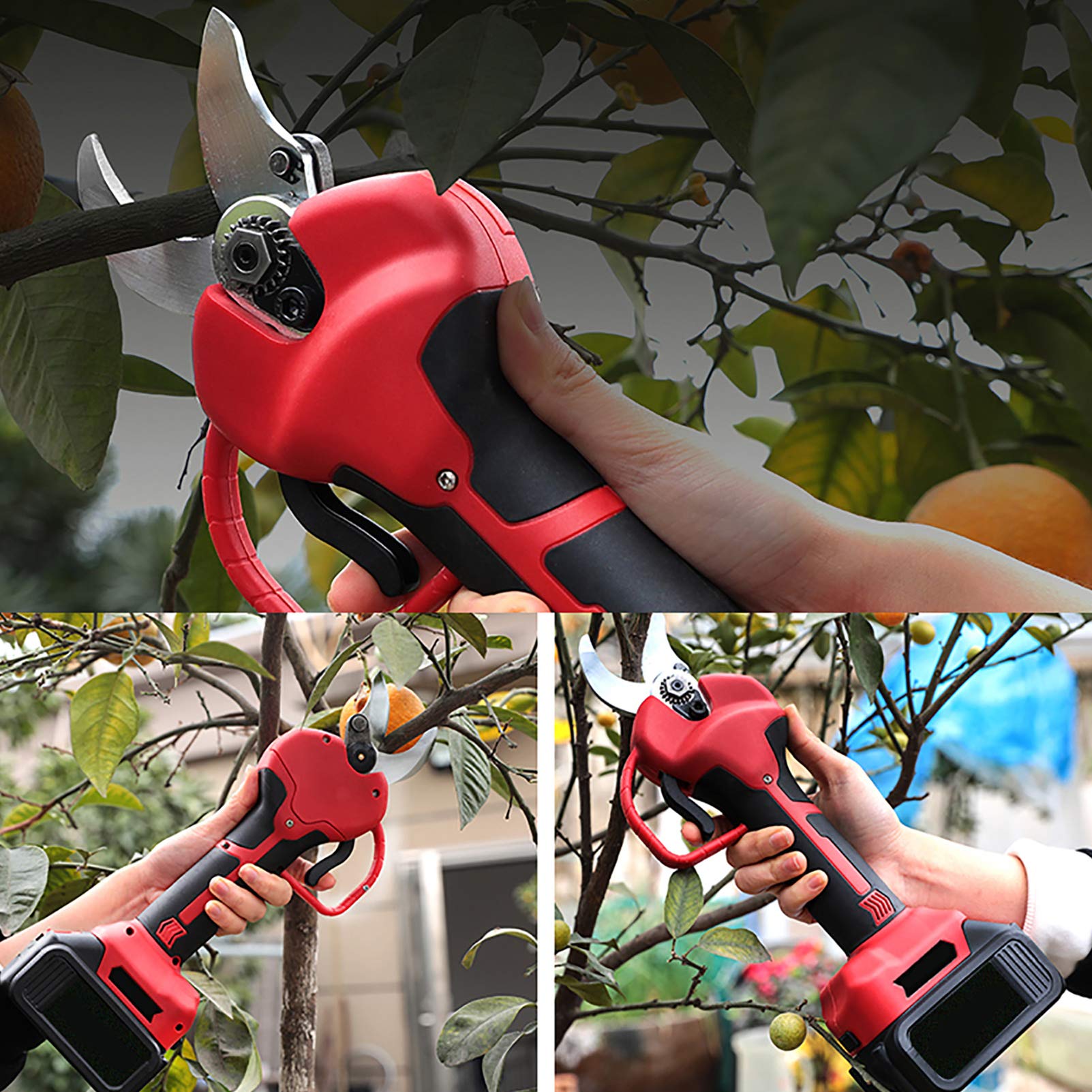 Electric Pruning Shears - Cordless Lithium Battery Powered Garden Scissors with 30-40mm Cutting Diameter & 5-7H Runtime - Perfect for Tree Branch Trimming, Shrub Pruning, and Landscaping Work (Ideal for Home Gardens, Vineyards, and Professional Landscapers)