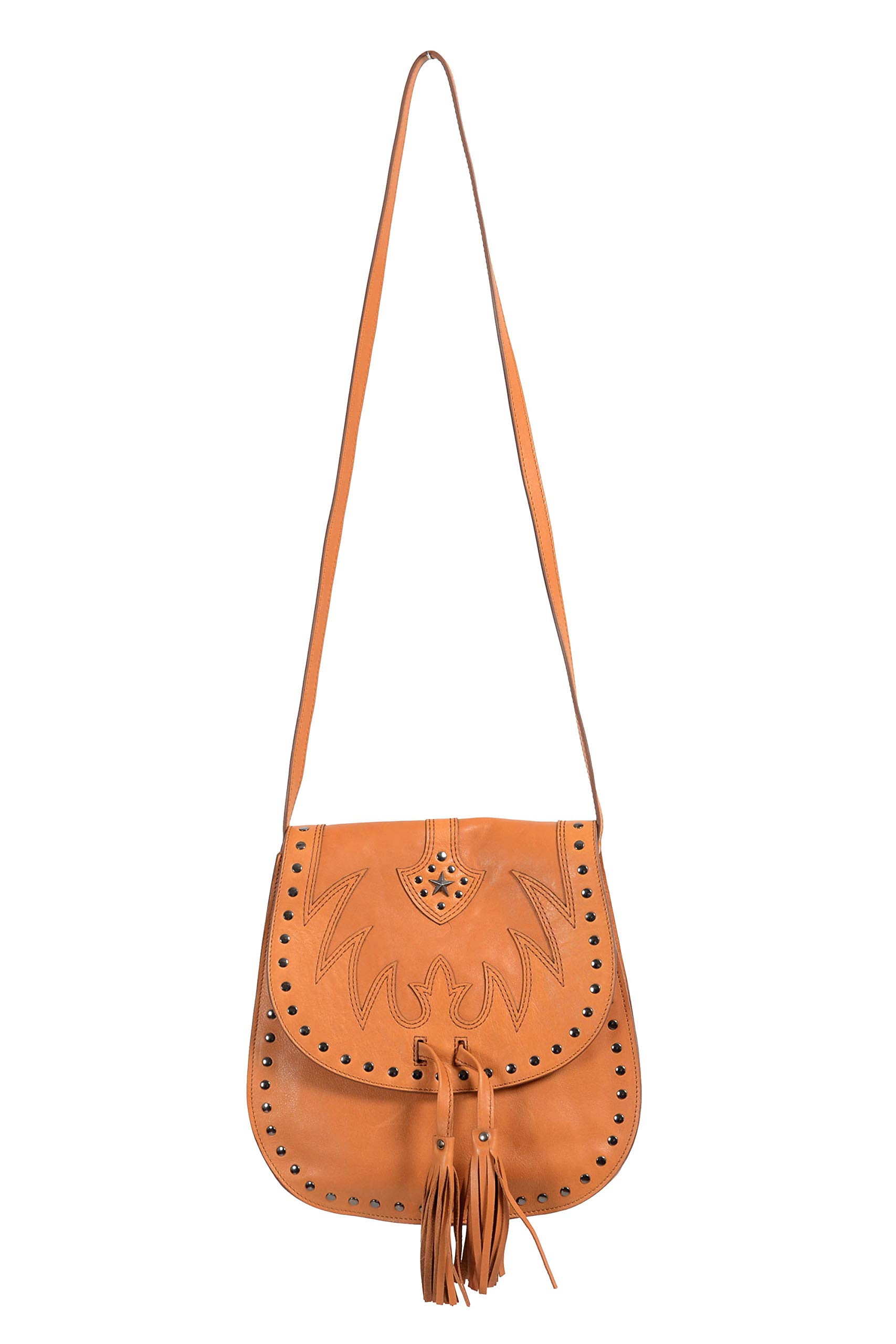 Just Cavalli 100% Genuine Leather Brown Embellished Women's Crossbody Shoulder Bag - Fashionable Handbag for Work, Travel & Evening Out