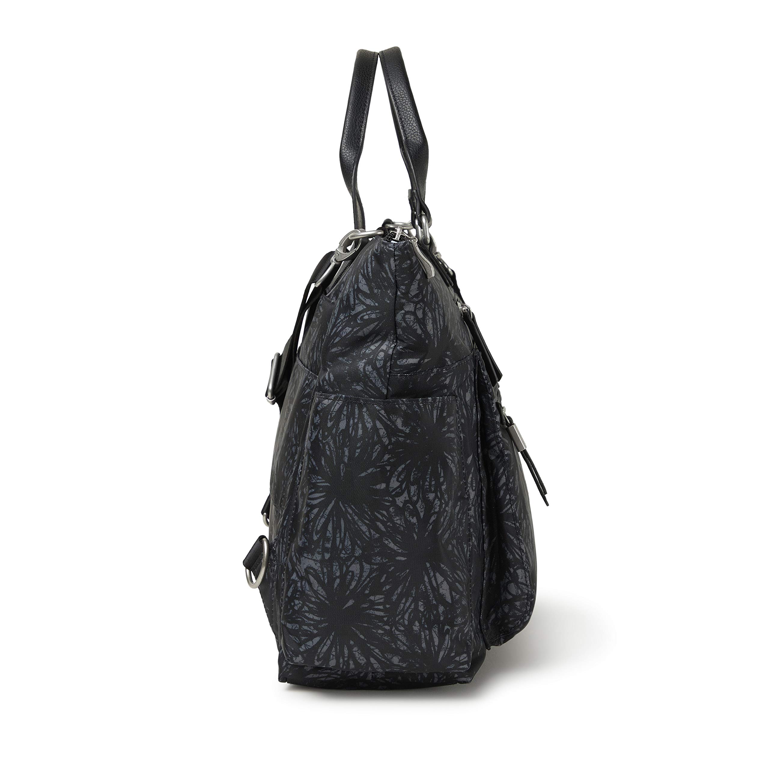 Baggallini New Classic 3-in-1 Convertible Backpack with RFID Phone Wristlet - Onyx Floral One Size - Perfect for Travel, Work & Everyday Use