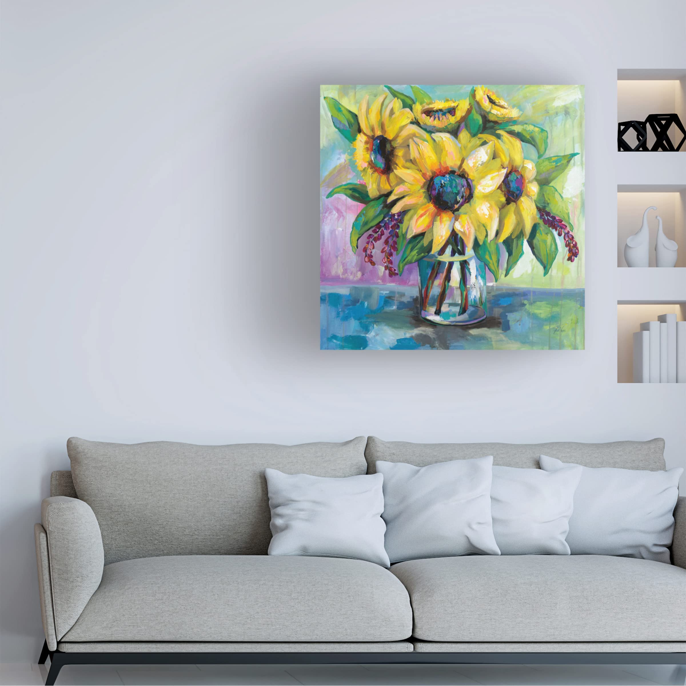 Trademark Fine Art 'Summer' Canvas Wall Art by Jeanette Vertentes - Vibrant Landscape Painting for Living Room, Bedroom & Office Decor