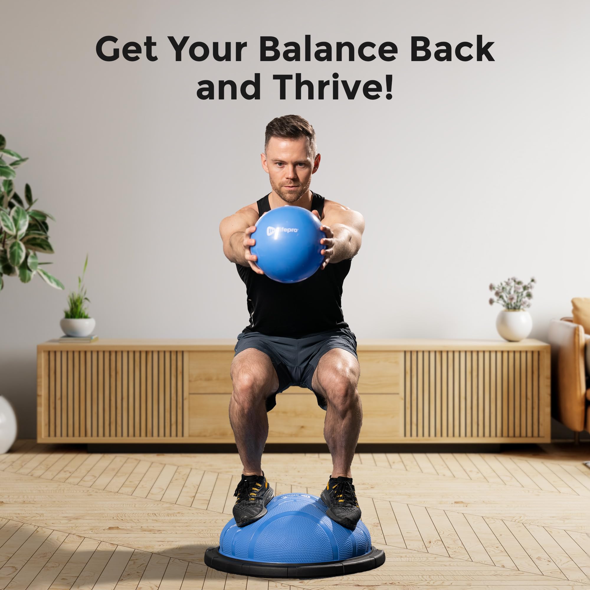 Lifepro Half Balance Ball Trainer - Stability Exercise Ball for Core Workouts, Yoga, Pilates & Physical Therapy - Non-Slip Home Gym Equipment for Balance Training & Fitness - Perfect for Home, Office & Rehabilitation Centers