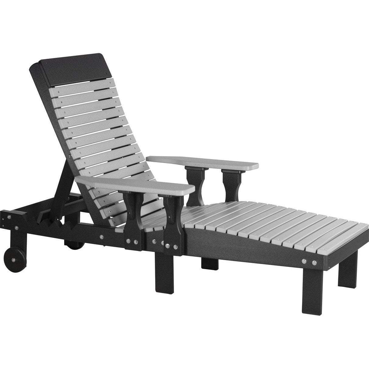 LuxCraft Dove Gray Recycled Plastic Lounge Chair with Cup Holder - Outdoor Patio Furniture for Poolside, Garden & Backyard Relaxation