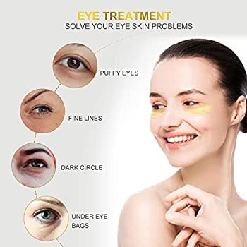 ShopiBuy Gold Under Eye Patches with Amino Acid & Collagen - 5 Pairs Dark Circle & Puffiness Treatment for Face Care | Beauty & Personal Care | Perfect for Night Routine, Travel & Spa Days