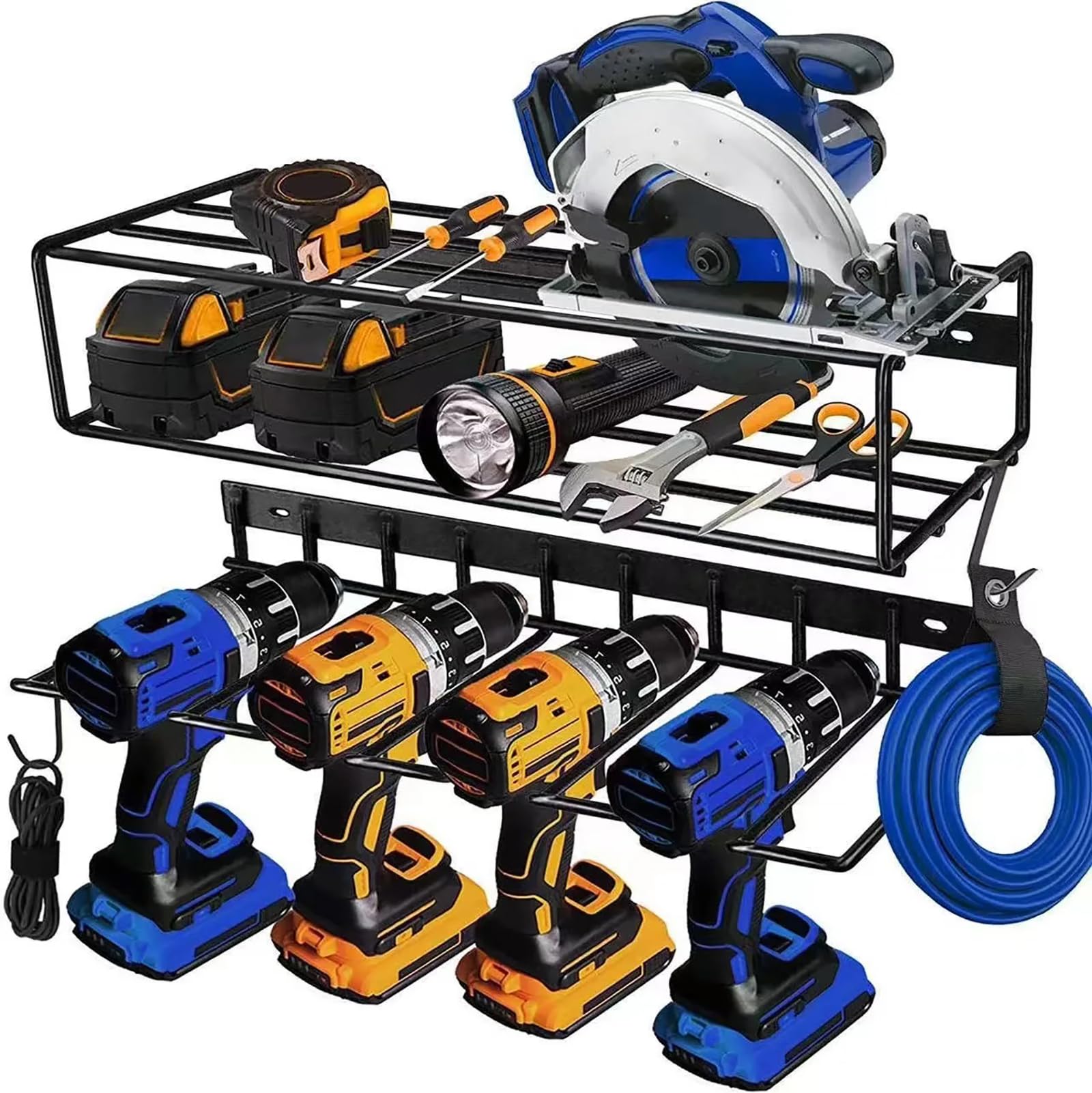 WYYHAA Wall Mount Power Tool Organizer - Heavy Duty Garage Tool Storage with Screwdriver, Pliers & Hammer Holders - Perfect for Workshop, Garage & DIY Tool Organization