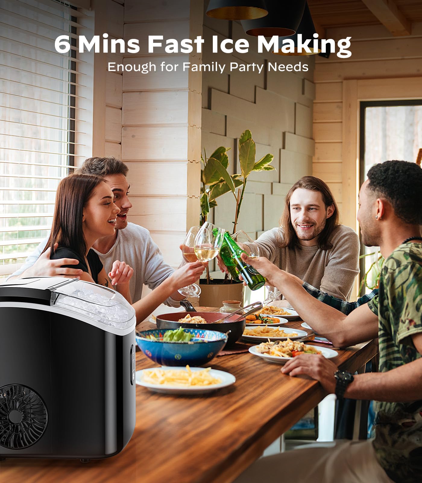 Silonn Countertop Nugget Ice Maker - 33lbs/24H, Self-Cleaning Portable Pebble Ice Machine for Home, Kitchen, Office | Perfect for Cocktails, Sodas & Outdoor Parties