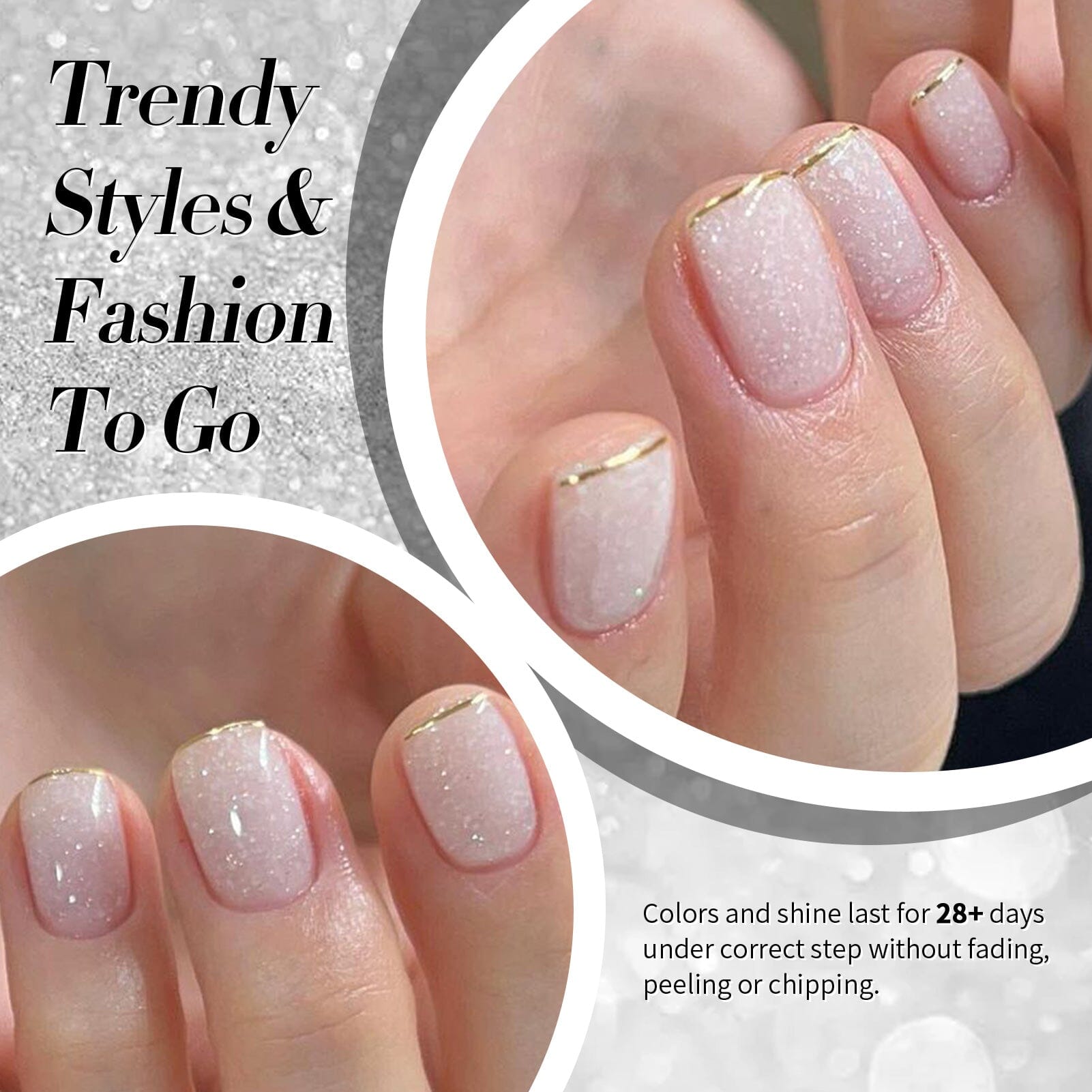 White Snow Glitter Jelly Gel Polish 15ml - Long Lasting Nail Polish for Manicure & Pedicure - Perfect for Christmas, Winter Nail Art & Special Occasions