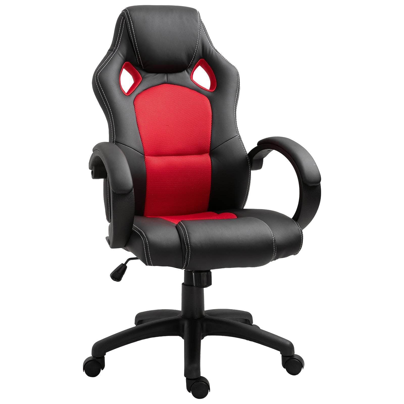 High Back Racing Style Office Gaming Chair - Adjustable Swivel Seat, Ergonomic Faux Leather Computer Desk Chair for Work & Gaming - Available in 3 Colors (Black/Red/Blue) - Perfect for Home Office, Gaming Setup & Streaming Studio