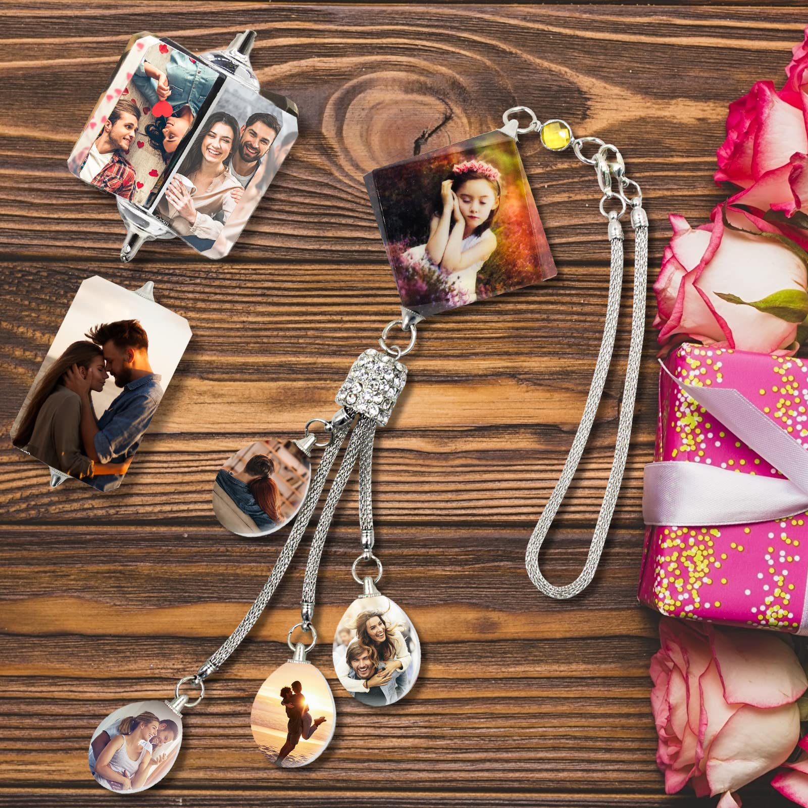Custom Photo Crystal Car Pendant - Personalized Rearview Mirror Hanging Ornament with Your Picture - Perfect for Gifts, Commuting & Car Decor Accessories