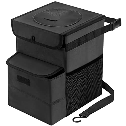 AUTODECO 3 Gallon Waterproof Car Trash Can with Lid - Vehicle Garbage Bin for Sedan, SUV, Truck | Perfect for Road Trips, Commuting & Family Travel