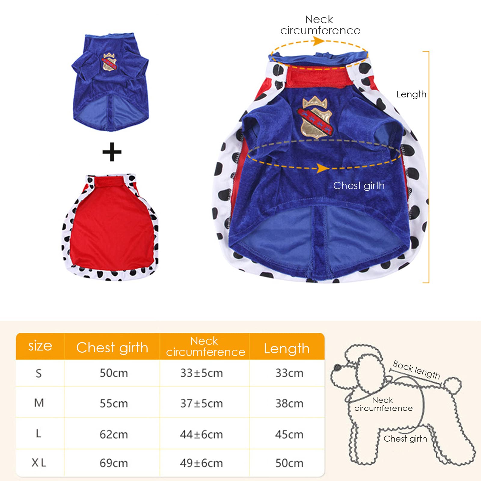 Halloween Pet Dog Costume - King Crown & Cape Outfit for Small & Large Dogs | Perfect for Halloween Parties, Pet Parades & Photo Shoots