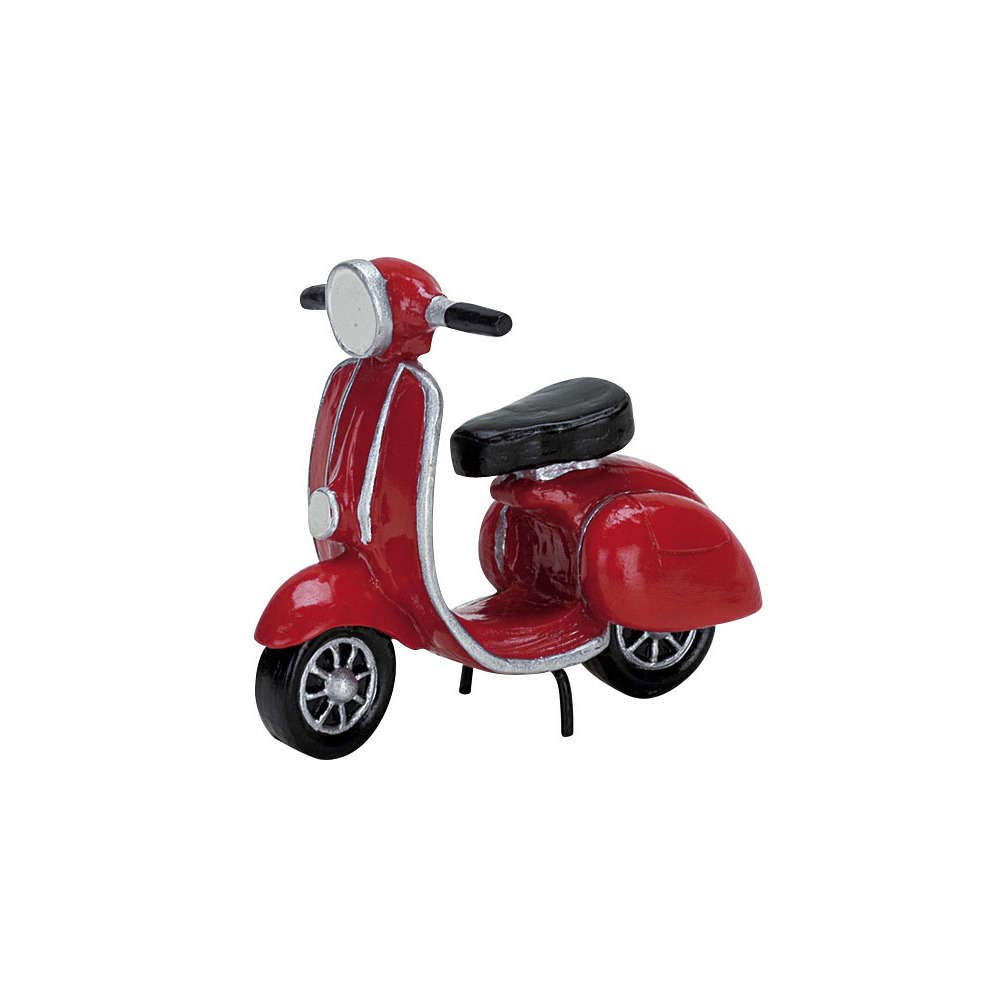 Lemax 2007 Red Moped Motorcycle - Christmas Village Decoration Accessory for Holiday Displays, Winter Scenes & Collectible Miniatures