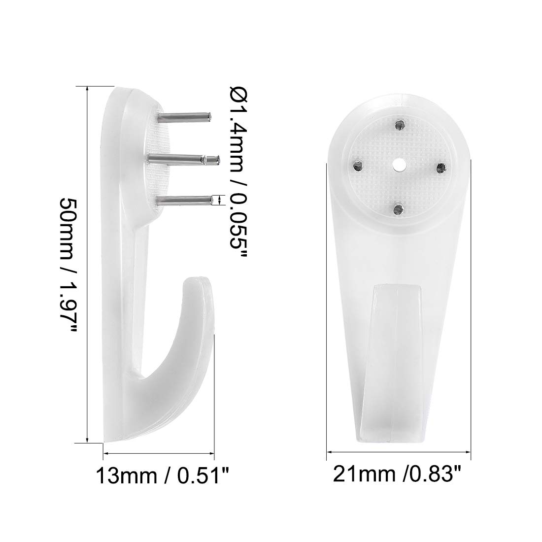 uxcell 30lbs Hardwall Hanger for Hardware & Fasteners - Wall Mount Non-Marking Hooks for Picture Frames & Photo Hangers (50x21mm, 50pcs) - Perfect for Home Decor, Office Organization & DIY Projects