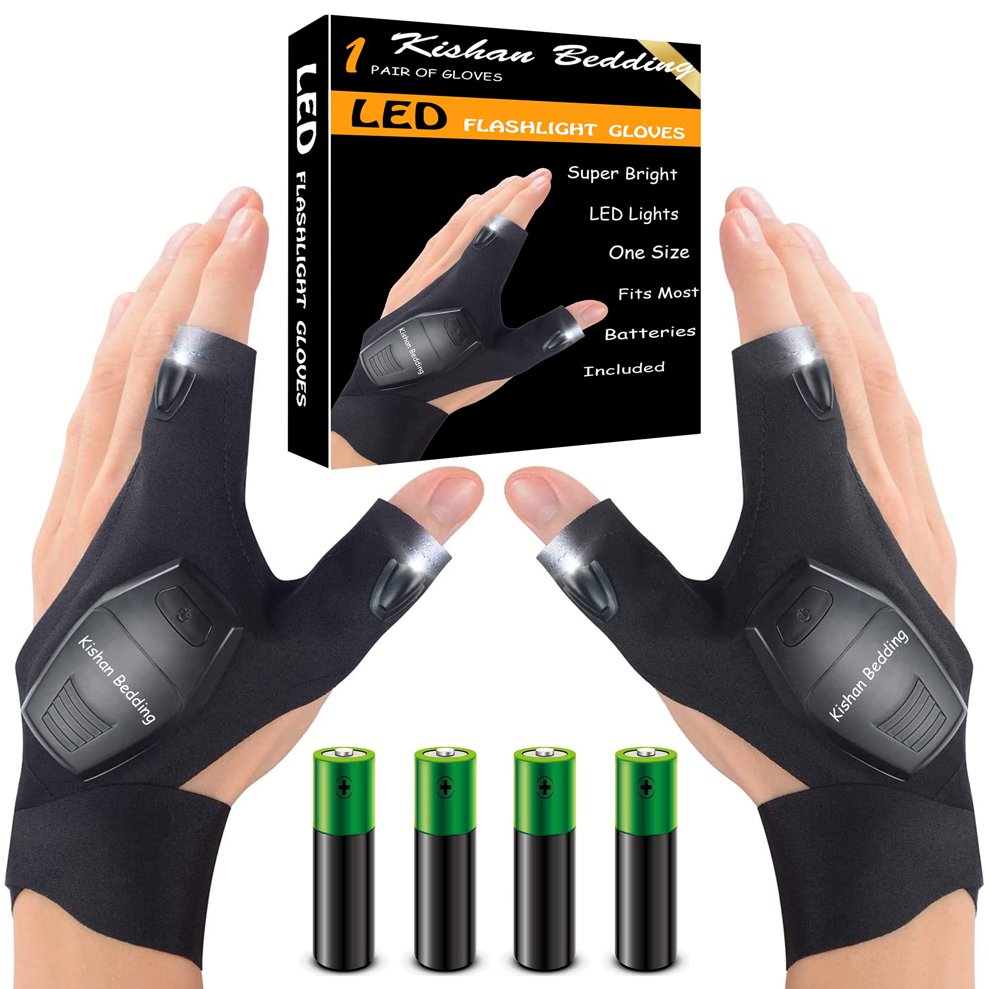 LED Flashlight Gloves with AAA Batteries - Perfect Gifts for Men, DIY Handyman, Father's Day, Birthday - Ideal for Camping, Fishing, Night Work & Outdoor Activities