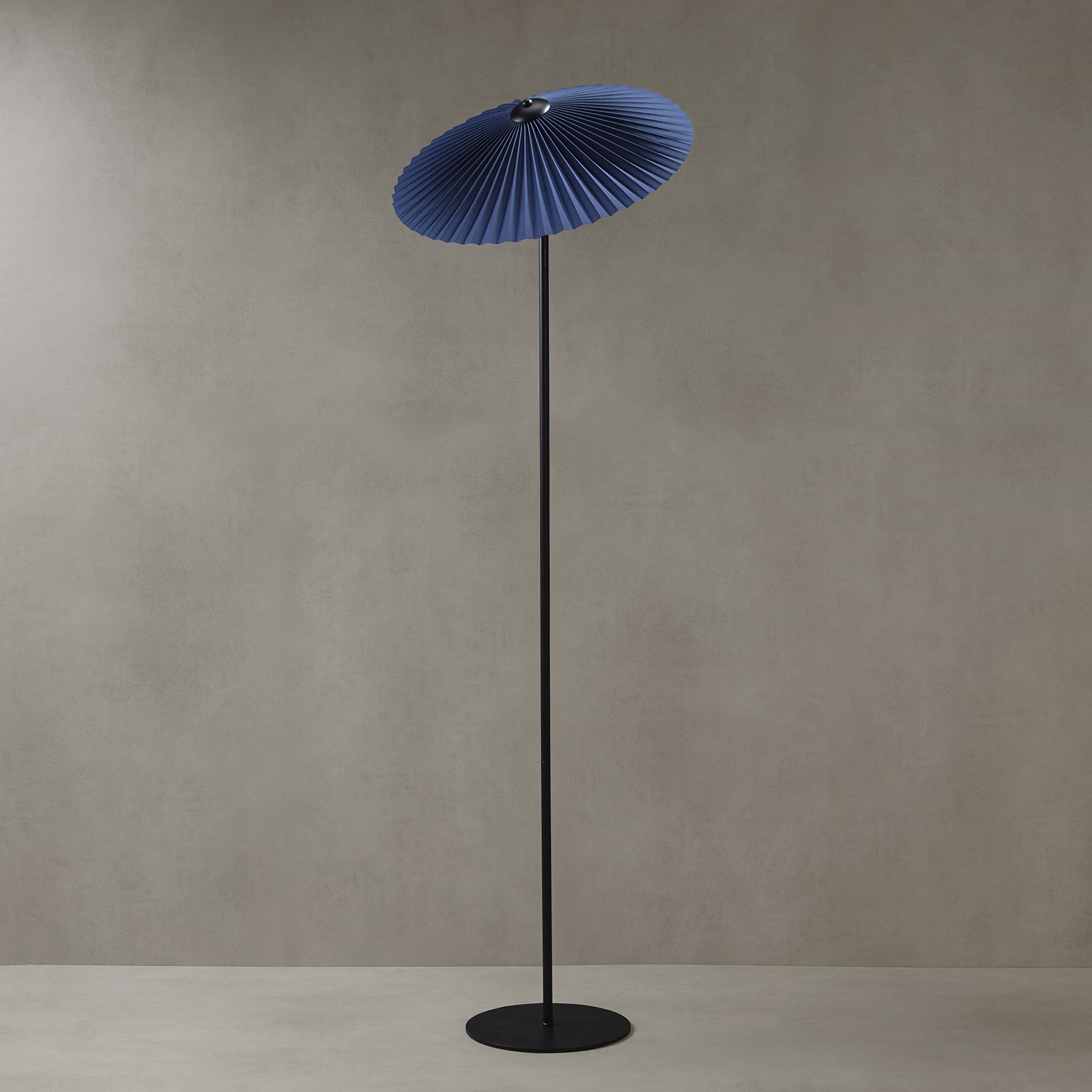 GENERAT Studio 55-inch Modern Pleated Floor Lamp with LED Dimmer Bulb - Umbrella Pleat Design Fabric Shade, Corner Standing Light for Living Room, Bedroom & Office - Blue - Perfect for Reading, Relaxing & Ambient Lighting