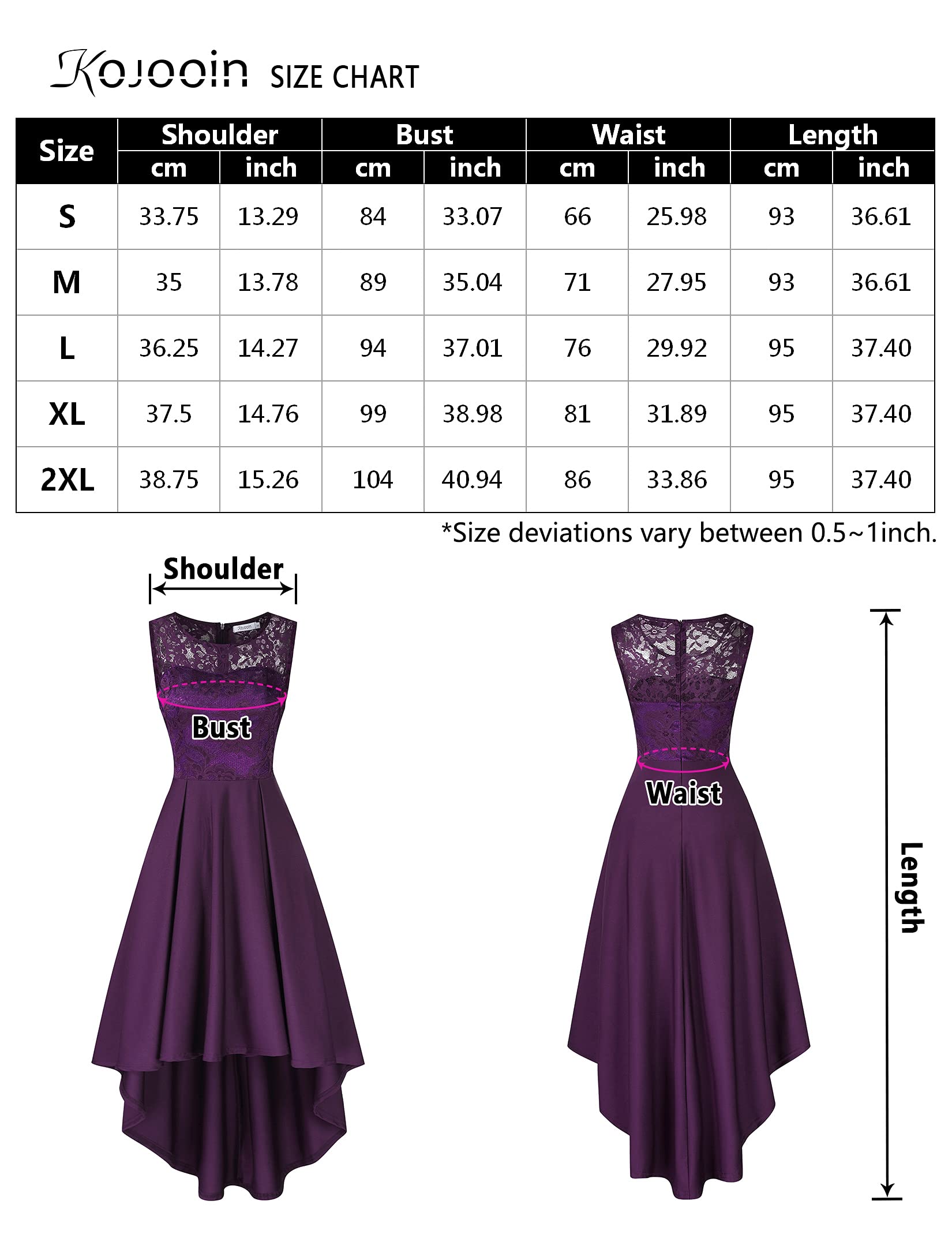 Elegant Kojooin Women's Evening Dress - Long Lace Bridesmaid & Wedding Cocktail Dress with Irregular Hem (Eco-Friendly Reusable Packaging) | Perfect for Formal Events, Parties, and Special Occasions