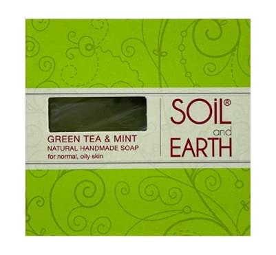 Organic Handmade Natural Soap Bar - Green Tea & Mint Scented, 3 Pack (4.4 oz Each) | Moisturizing & Exfoliating | Eco-Friendly Bath & Gift for Spa, Yoga, Relaxation