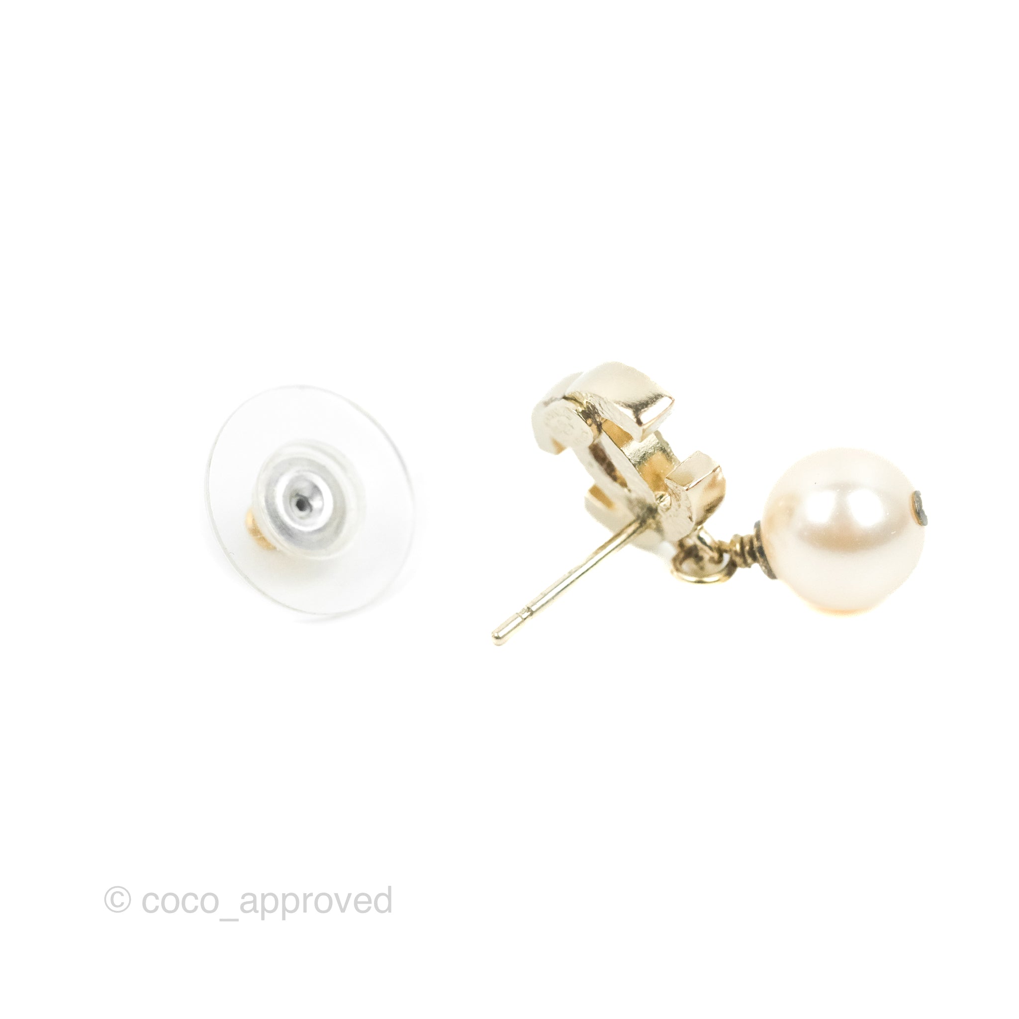 Chanel CC Pearl Drop Earrings in Gold - 13V Luxury Fashion Jewelry for Women | Perfect for Weddings, Parties & Special Occasions