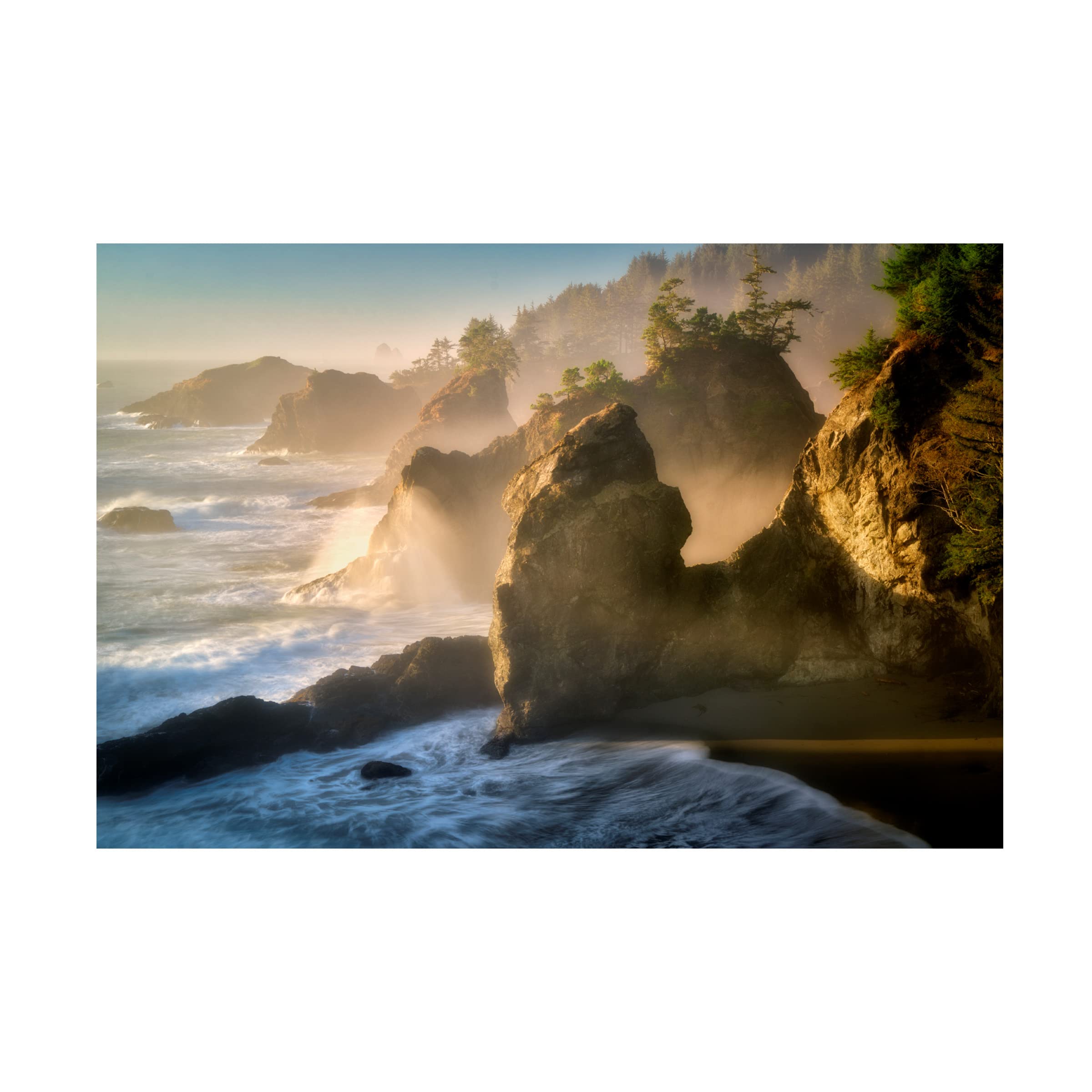 Trademark Fine Art 'Coastline 3' Canvas Wall Art by Dennis Frates - Ocean Beach Landscape Painting for Living Room, Bedroom & Office Decor