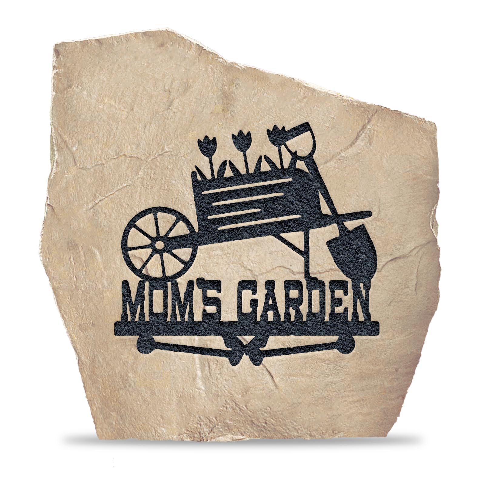 Mom's Garden Engraved Landscape Stone - 15” x 15” Sandstone Garden Decor for Outdoor Patio, Yard & Backyard - Personalized Home & Garden Gift Idea