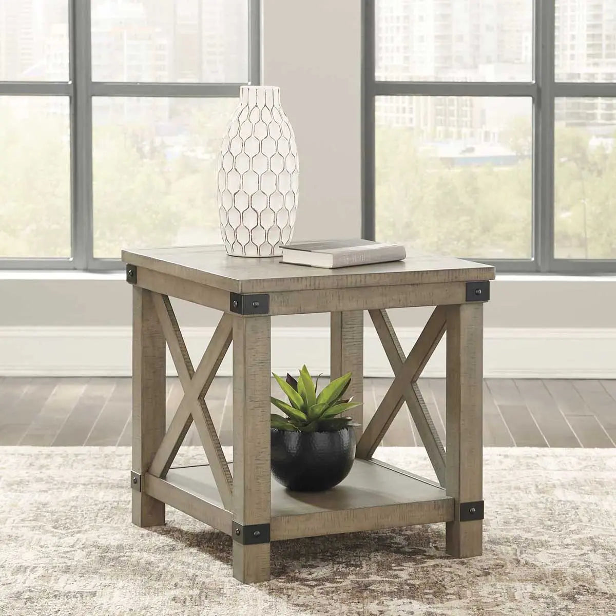 Aldwin Modern Rectangle End Table - Small Side Table for Living Room, Bedroom, Office - Sturdy Nightstand with Storage Shelf - Perfect for Coffee, Books & Decor