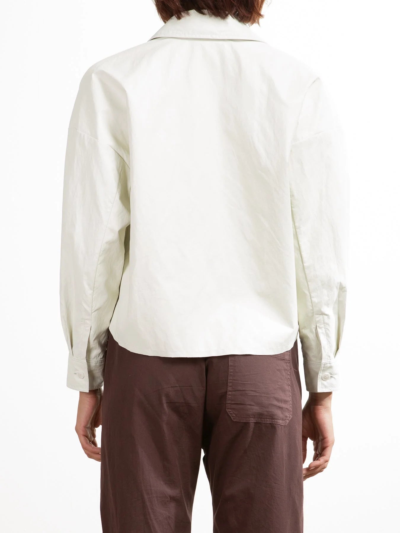 Esme Crop Faux Leather Shirt - Women's Fashion Top in Ivory | Perfect for Casual Outfits, Night Out & Street Style