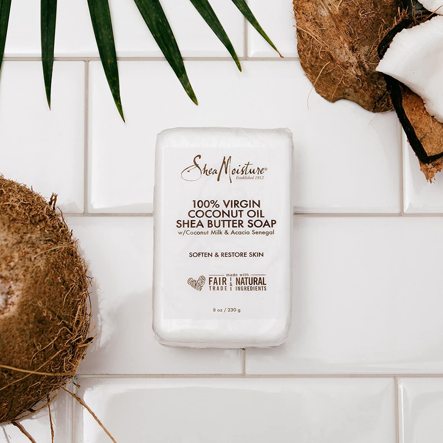 SheaMoisture Shea Butter Body Wash Bar Soap - 6 Pack | Moisturizing & Cleansing Bar Soap with 100% Virgin Coconut Oil, Coconut Milk, Shea Butter & Acacia Senegal | Gentle Skin Care for Dry Skin, Softening & Restoring | Perfect for Shower, Bath & Travel (8 Oz Each)