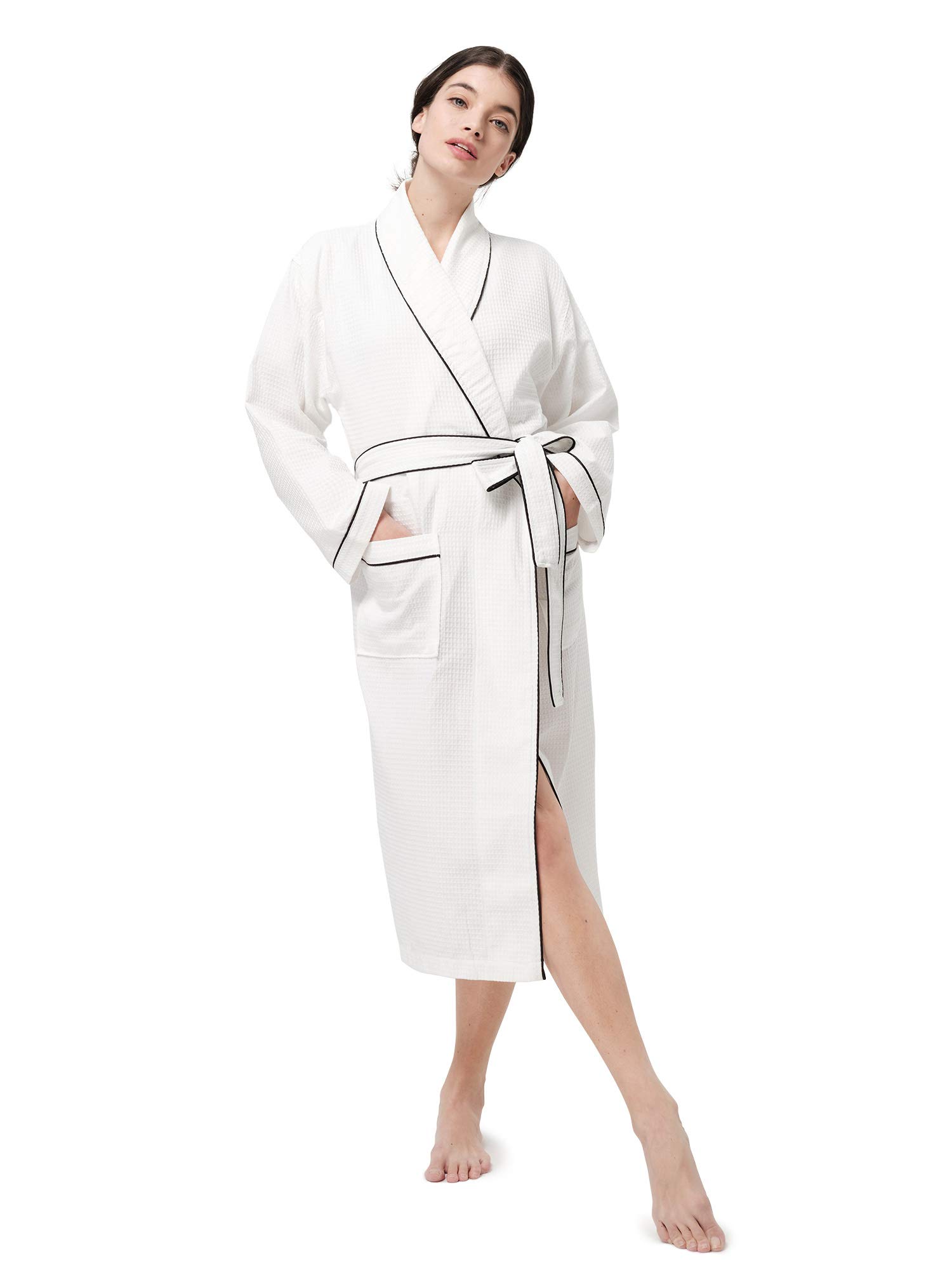 SIORO Women's Lightweight Cotton Waffle Kimono Bathrobe - Soft Long Spa Robe for Women (S-XL) | Perfect for Home Relaxation, Bathroom, Beach & Resort Wear