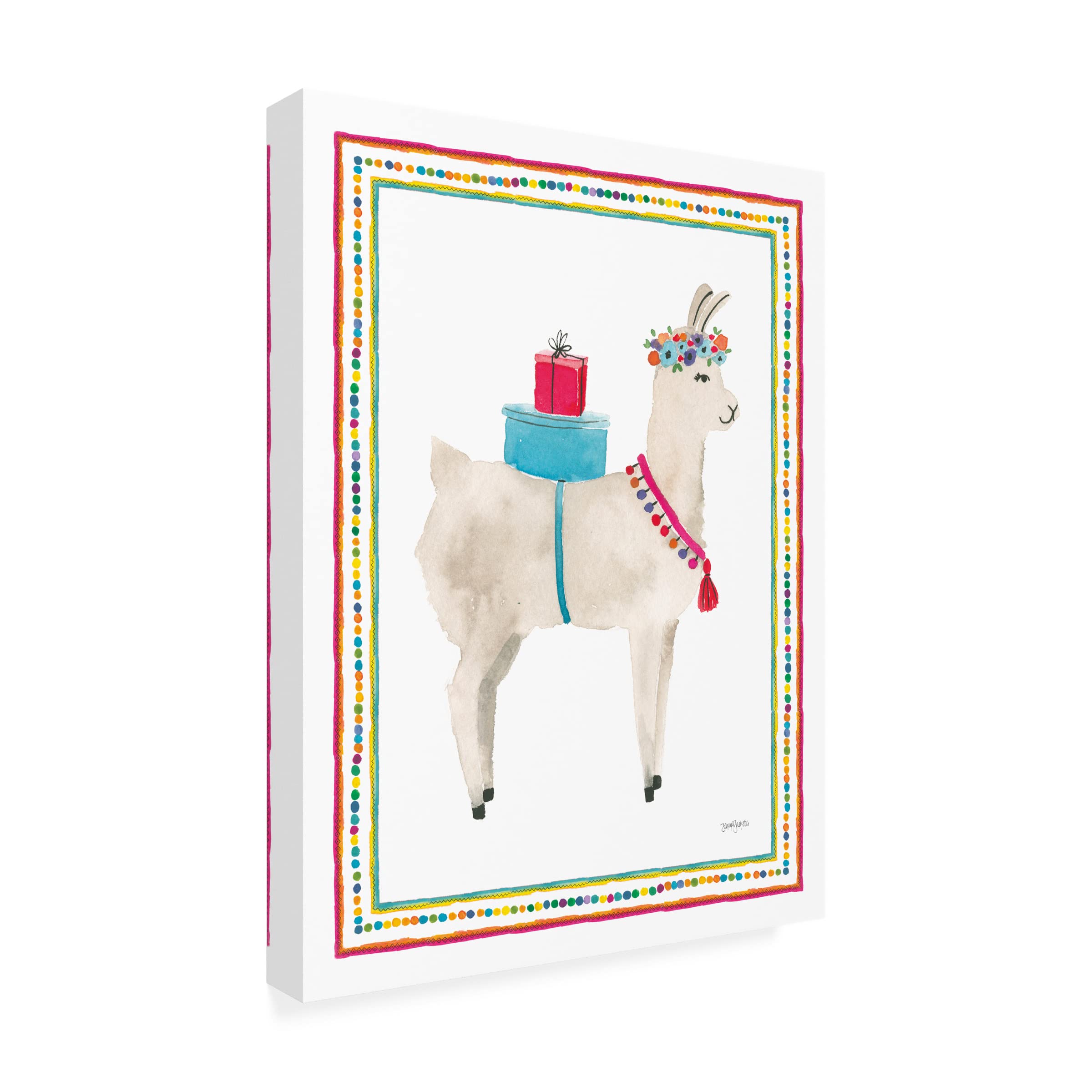Trademark Fine Art 'La La Llama III' Canvas Wall Art by Jenaya Jackson - Vibrant Animal Print for Living Room, Nursery & Office Decor