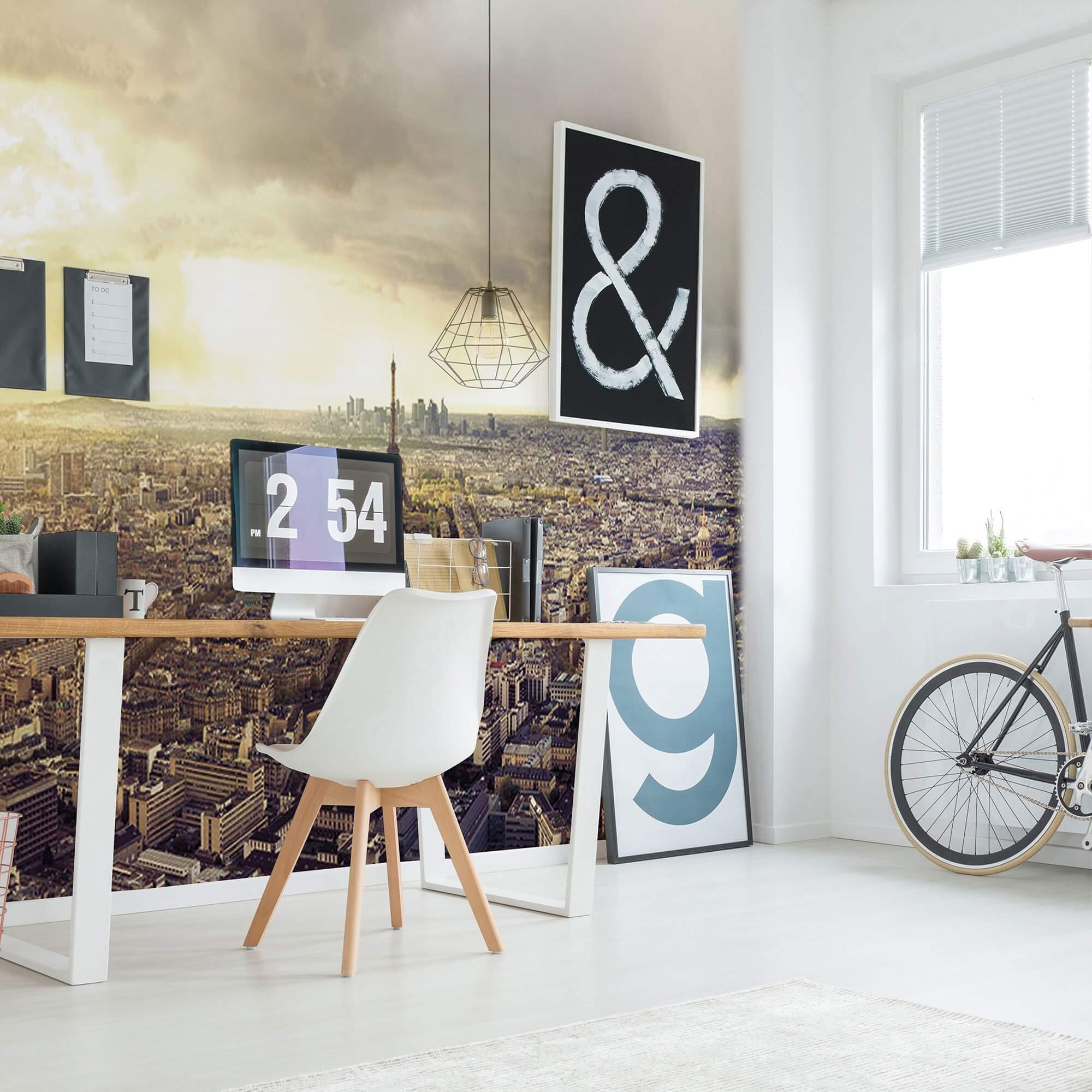 Green and Blue City Landscape Peel and Stick Removable Wall Mural - Self-Adhesive Wallpaper for Home & Office Decor - Easy to Install & Remove - Perfect for Living Room, Bedroom, or Workspace