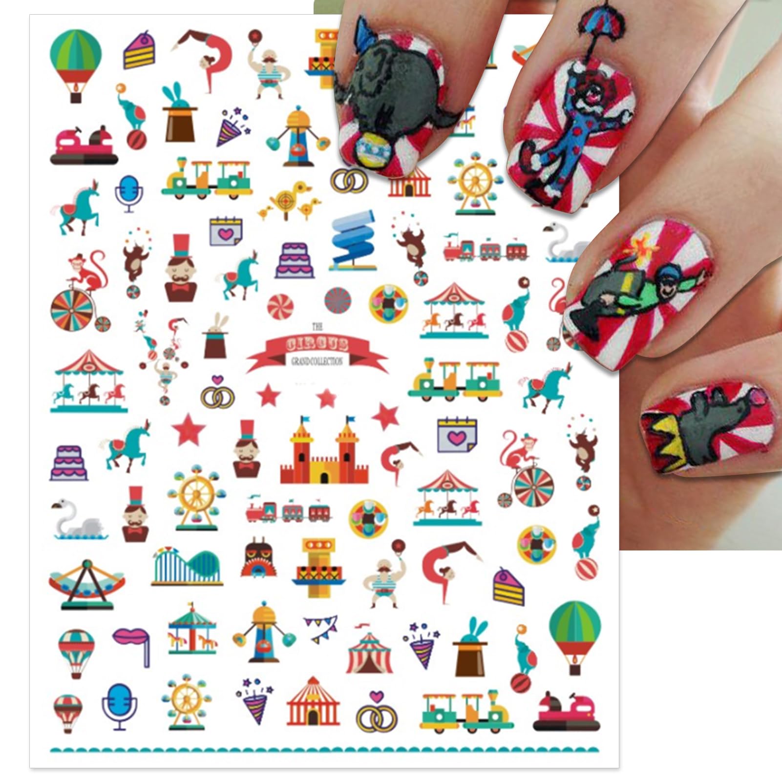 Mardi Gras Carnival Nail Art Stickers - 3D Masks, Beads, Fleur-de-lis, Harlequin & Crowns Self-Adhesive Nail Decals (5 Sheets) | Perfect for Parties, Festivals & Nail Salon Designs