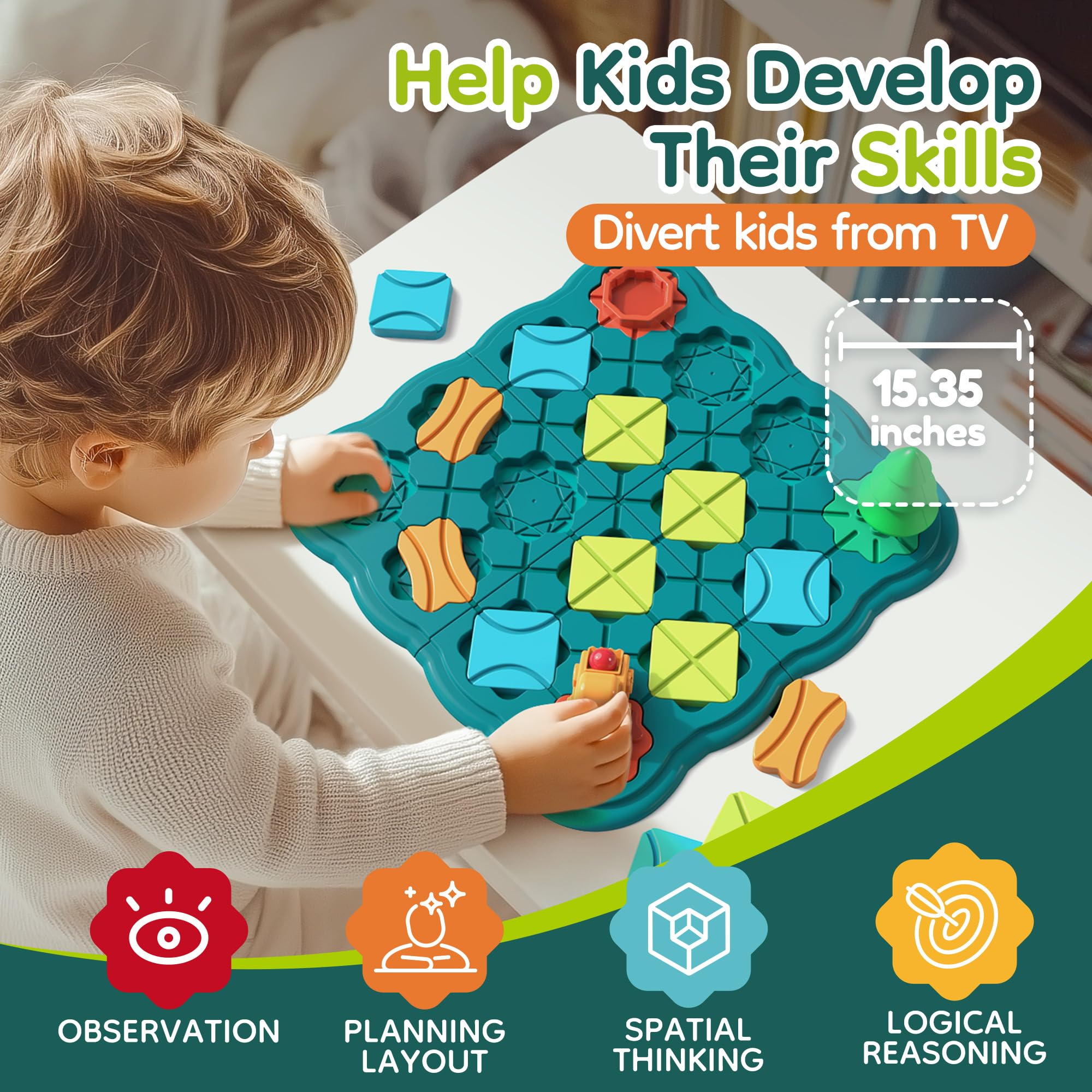 STEM Educational Toys for Kids Ages 4-8 - 30PCS Logic Road Builder Puzzle Board Games, Montessori Learning Brain Teasers for 4 5 6 7 Year Old Boys & Girls | Perfect for Birthday Gifts, Preschool Classroom Activities & Family Game Night