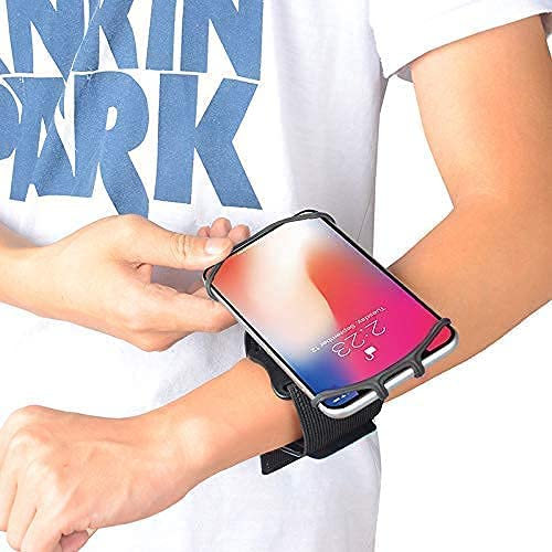 **Universal Running Armband Phone Holder - Adjustable 2-in-1 Arm & Wrist Band for iPhone, Samsung, Huawei, Google, Xiaomi, LG (4.0''-7.0'', Black with Extender Strap) - Perfect for Jogging, Gym & Outdoor Activities**