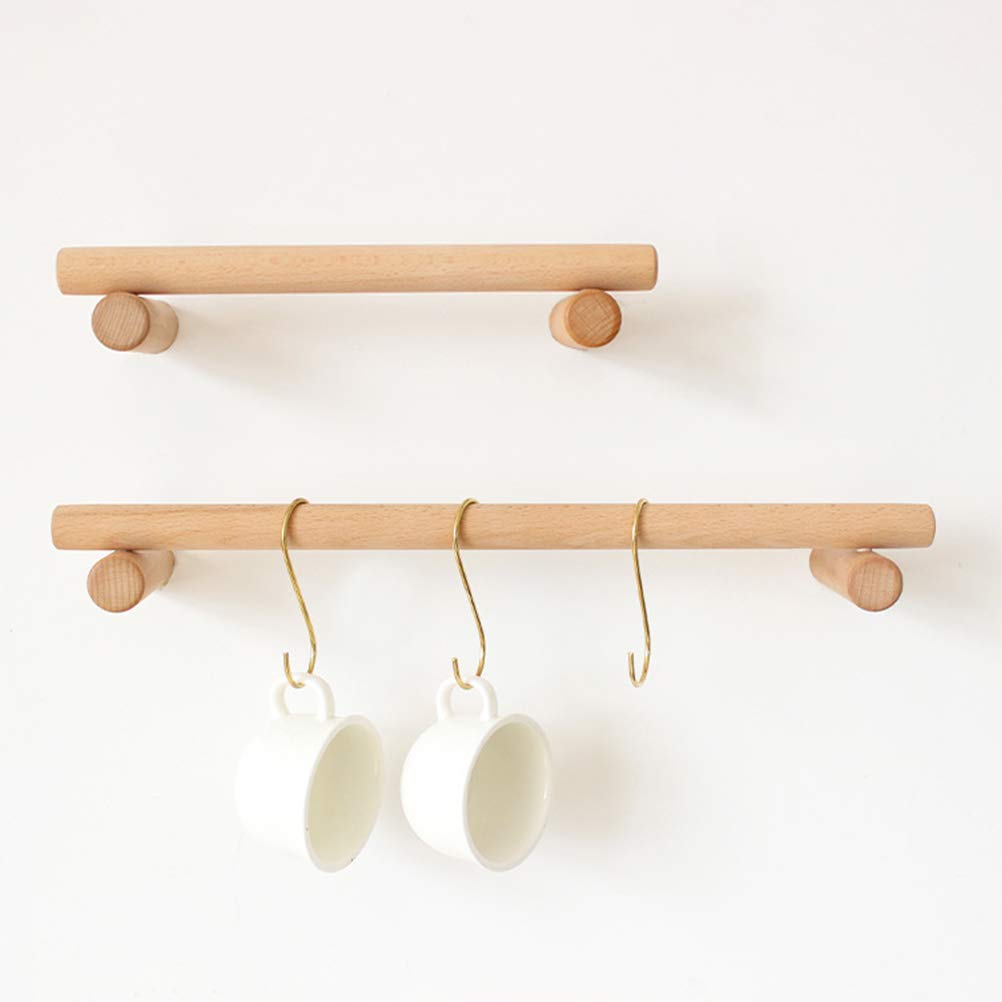 Cabilock 1-Piece Wooden Towel Rack - No Drill Single Towel Bar Hanger for Bathroom, Kitchen & Dorm Room Organization