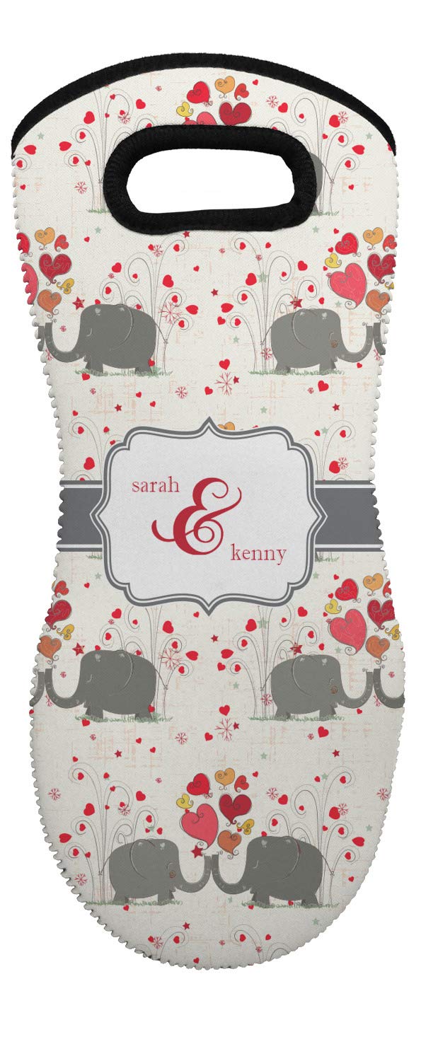 Personalized Elephants in Love Neoprene Oven Mitt - Custom Couple's Names - Perfect Wedding Gift & Kitchen Essential for Newlyweds
