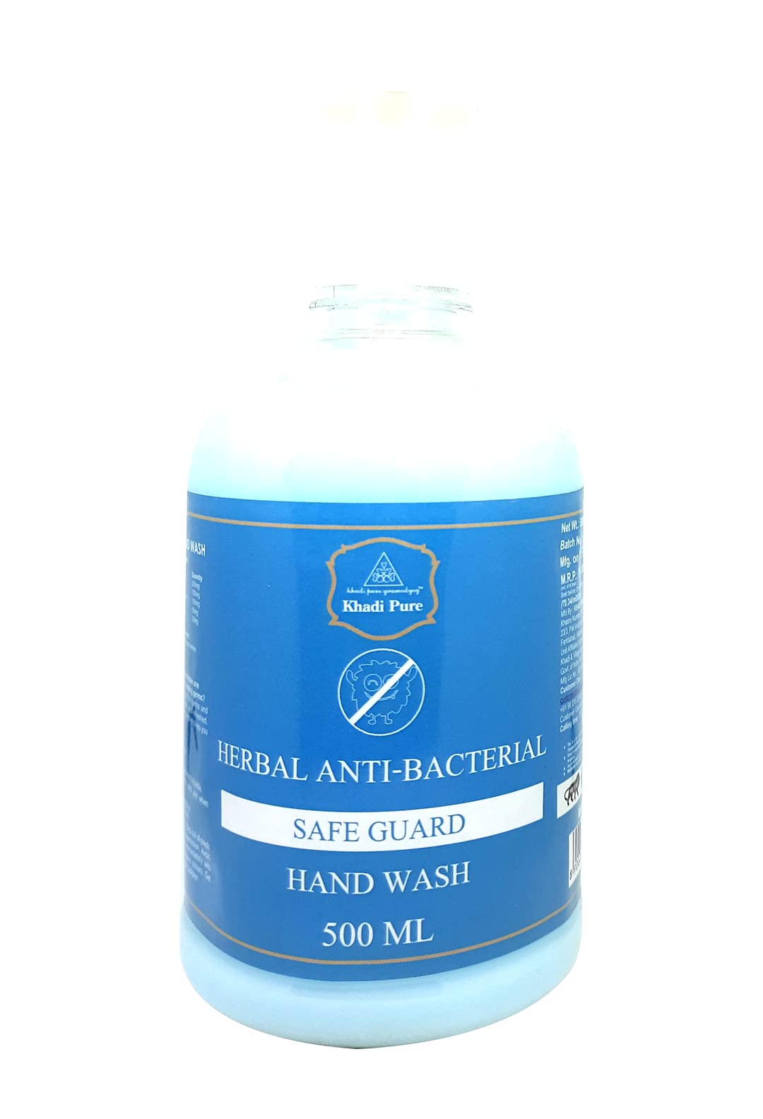 Khadi Pure Herbal Anti-Bacterial Hand Wash - 500ml, Blue (KPANBCTHWX1) | Natural & Organic Hand Cleanser for Daily Hygiene, Kitchen, Bathroom & Office Use