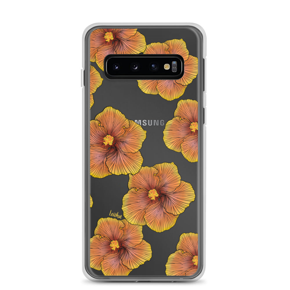 Sunrise Hibiscus Clear Phone Case for Samsung Galaxy - Slim Protective Cover for Everyday Use & Style