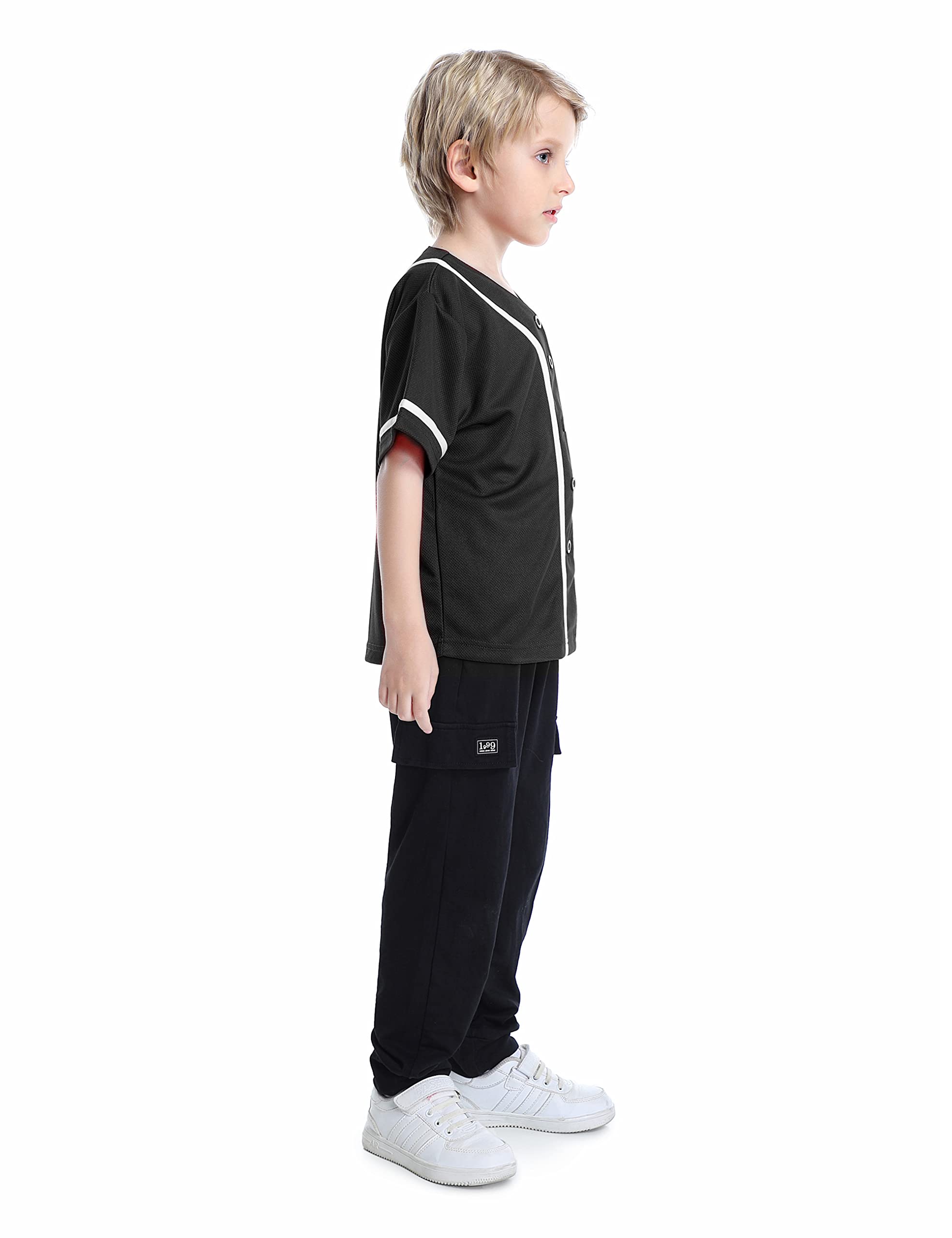 TopTie Boys Baseball Jersey - Kids Button Down Jersey T-Shirt for Softball & Baseball Games - Comfortable Youth Athletic Shirt for Practice, Games & Team Uniforms